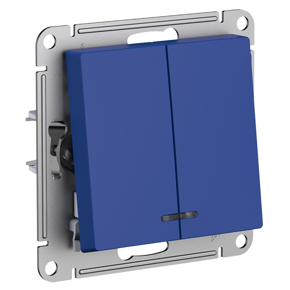 Изображение товара Выключатель AtlasDesign ATN001153 2-клавишный, синий, IP20