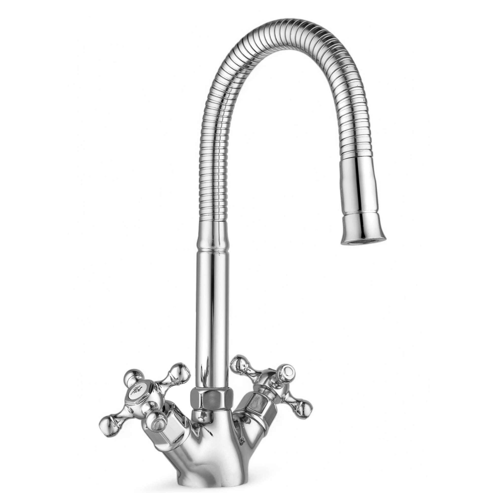 Изображение товара Смеситель для кухни Potato P58329 с гибким излив и аэратором хромированный
