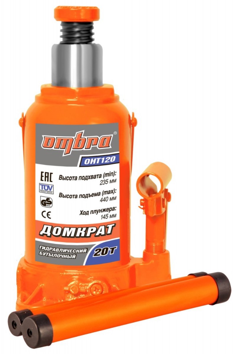 Изображение товара Домкрат бутылочный гидравлический Ombra OHT120 до 20 т, 235-440 мм
