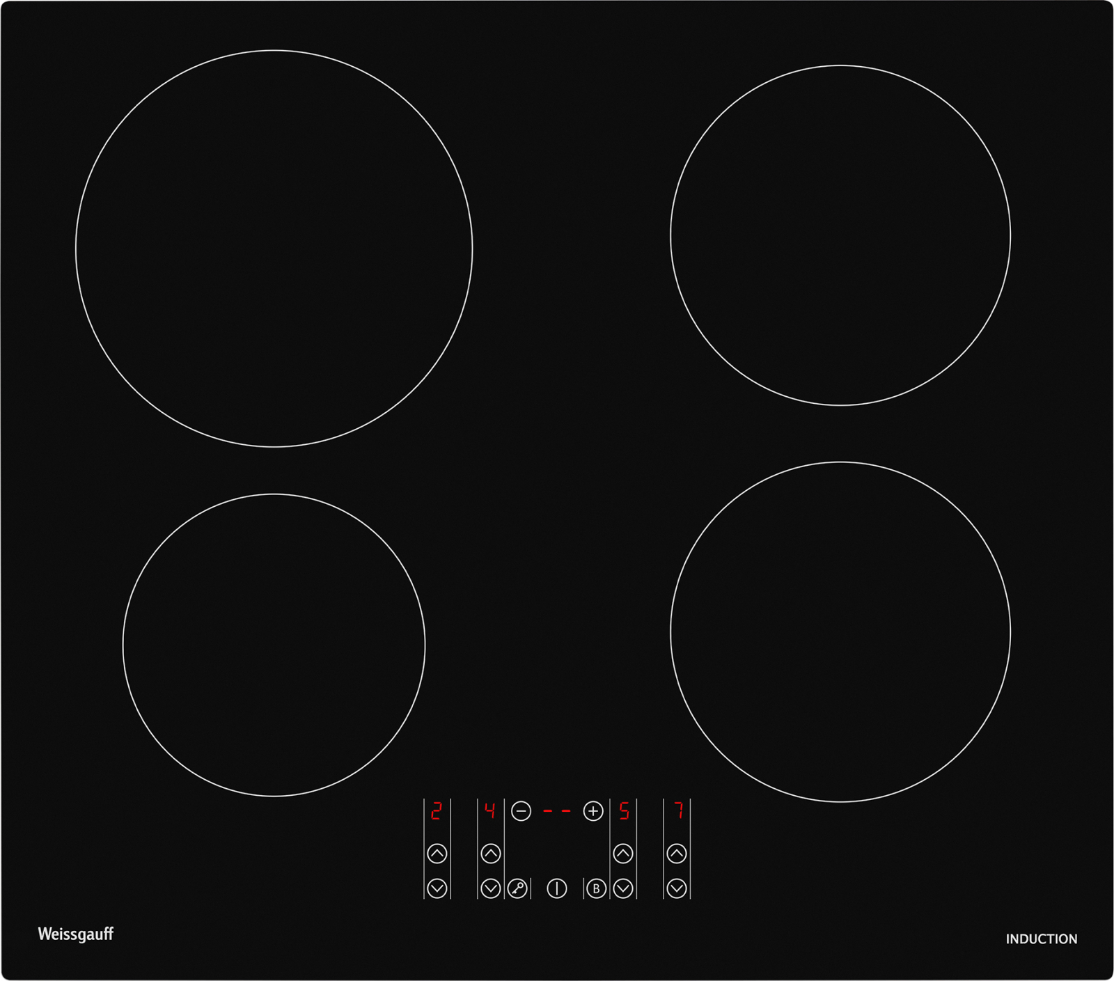 Изображение товара Электрическая варочная панель Weissgauff HI 640 BSCM 59 см 4 конфорки цвет черный