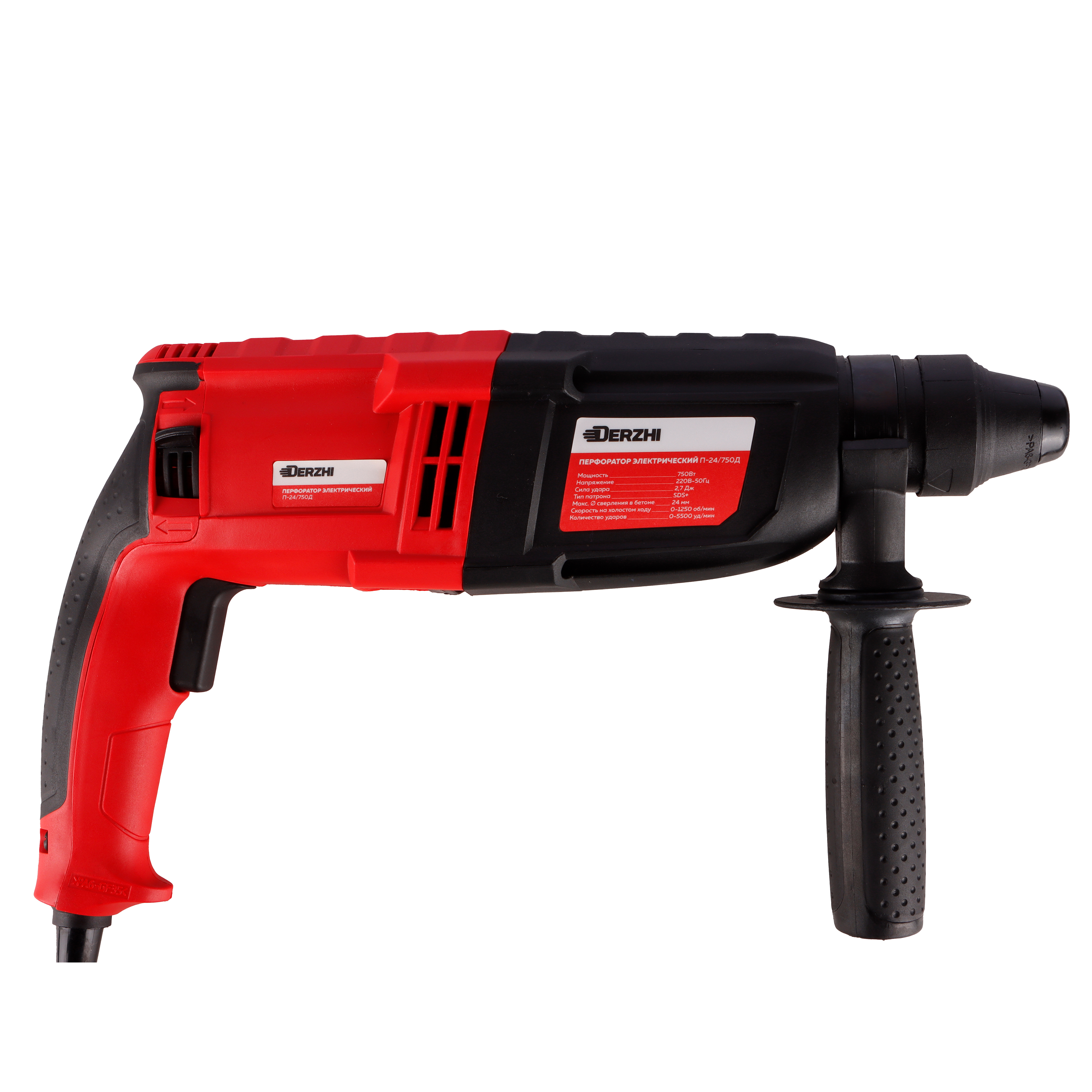 Изображение товара Перфоратор сетевой SDS Plus Derzhi П-24/750Д П-24/750Д, 750 Вт, 2.7 Дж
