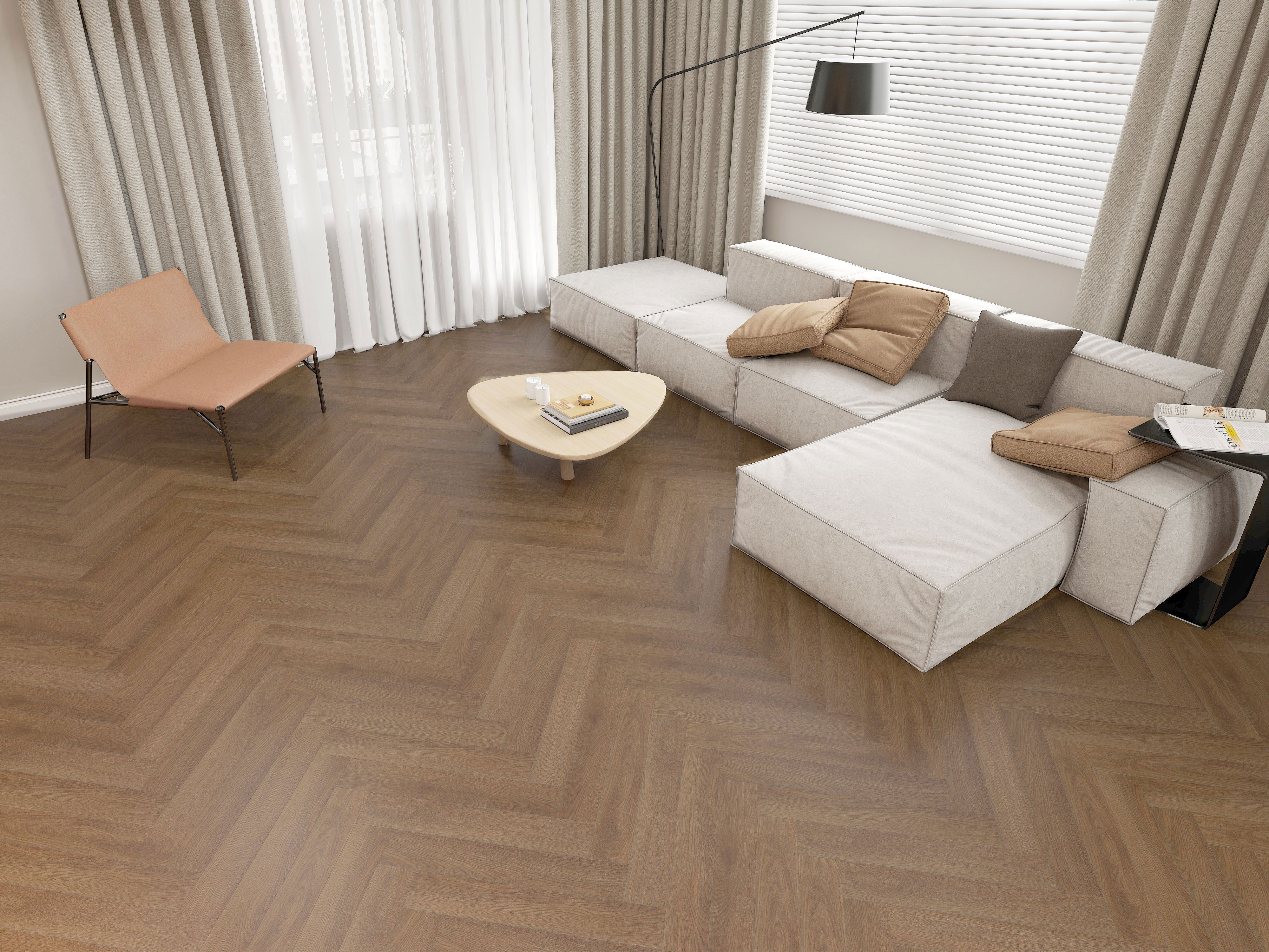 Изображение товара Ламинат Icon Oak Light 33 класс 8 мм в елочном формате с фасками Китай