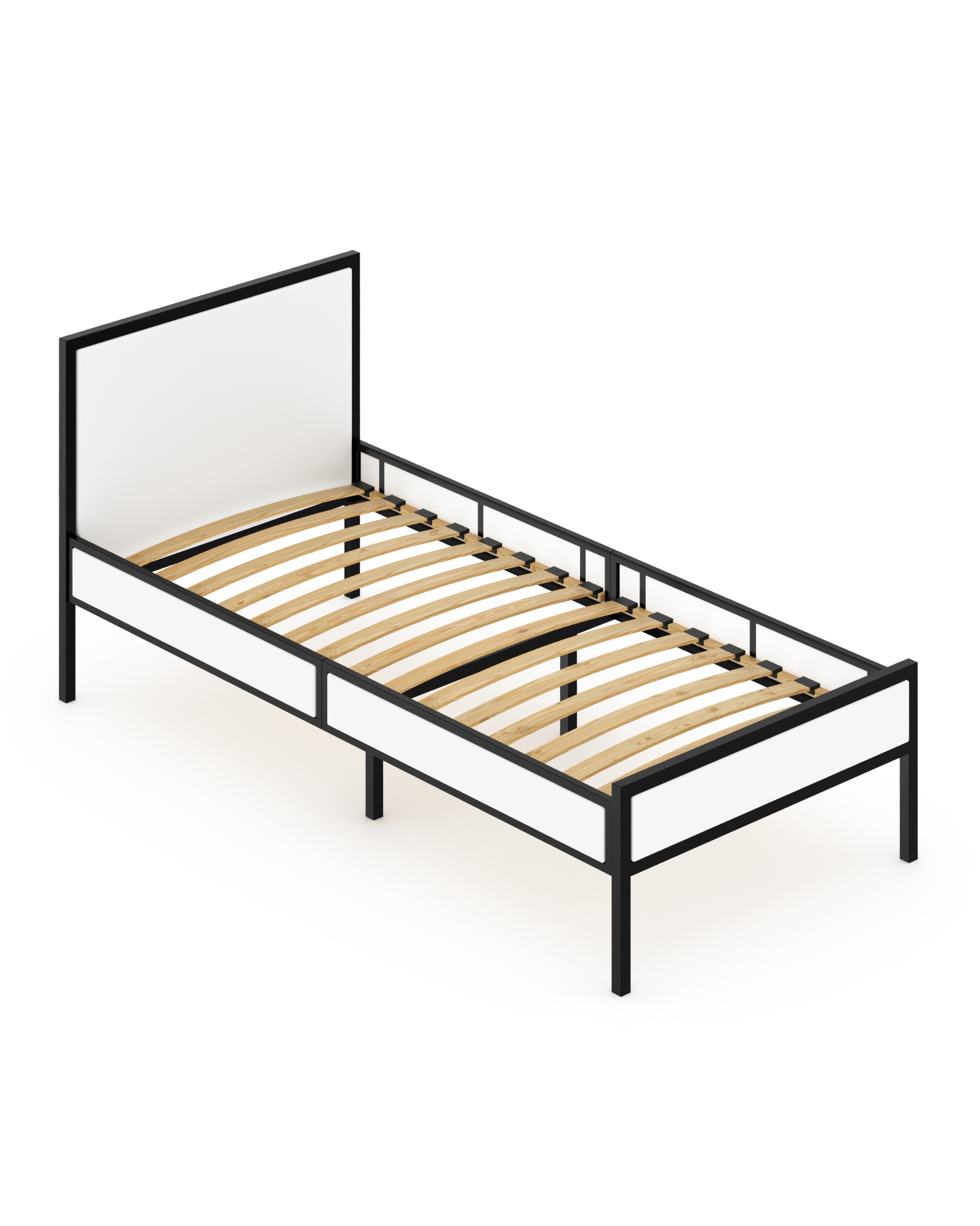Изображение товара Кровать Solarius kr80loft-bel-black-orto 85 x 90 x 206 см сосна цвет белый, черный