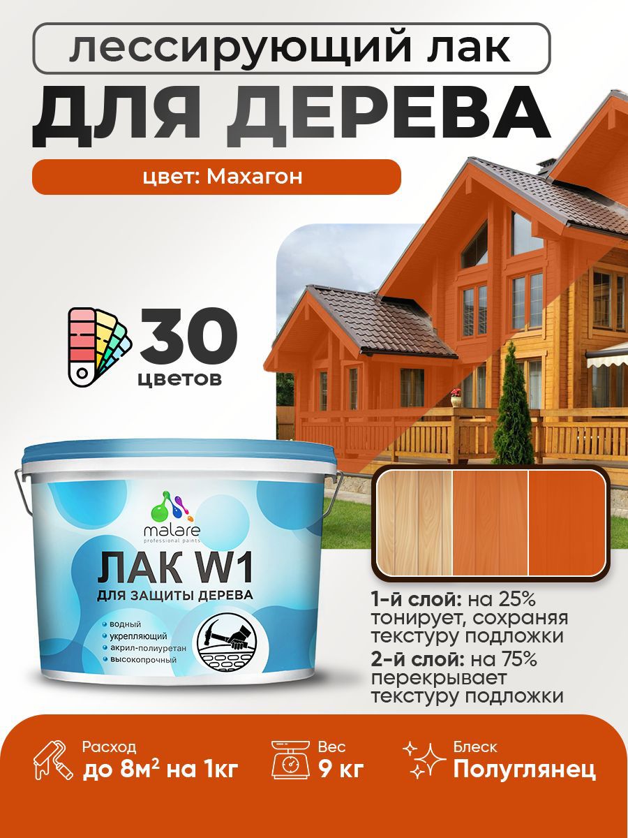 Изображение товара Лак для дерева Malare Series W высокопрочный без запаха 9 кг