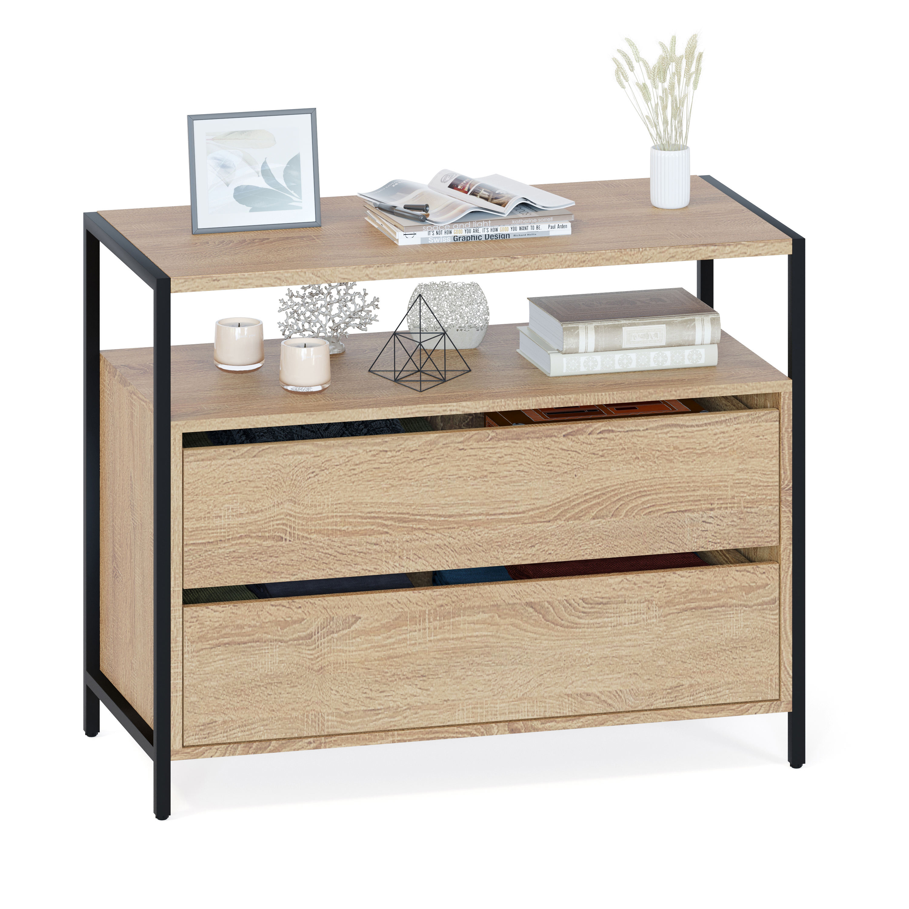 Изображение товара Комод Сокол Т-400 2 ящика 94x44.9x75.5 см ЛДСП цвет дуб сонома