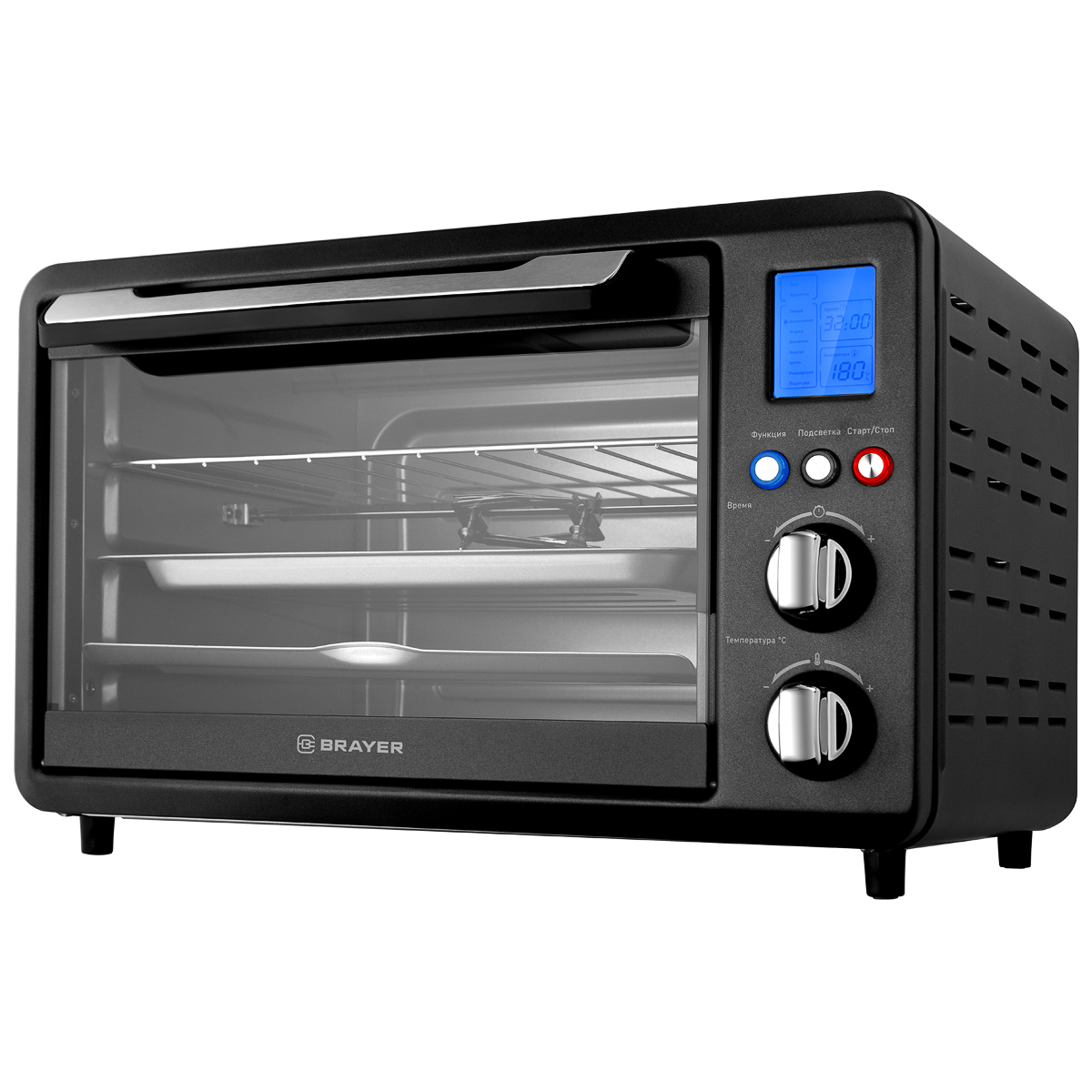 Изображение товара Электропечь свободной установки Brayer 25 л 1500 Вт 10 режимов с грилем и вертелом