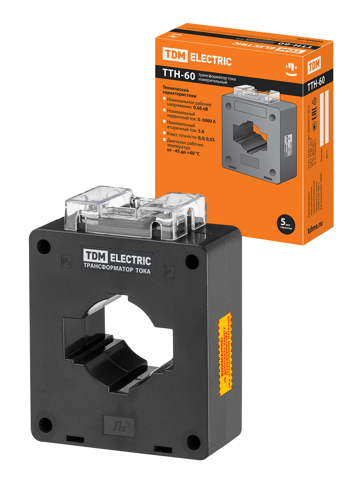 Изображение товара Трансформатор тока измерительный Tdm electric ТТН 60/1000/5-15VA/0.5-Р