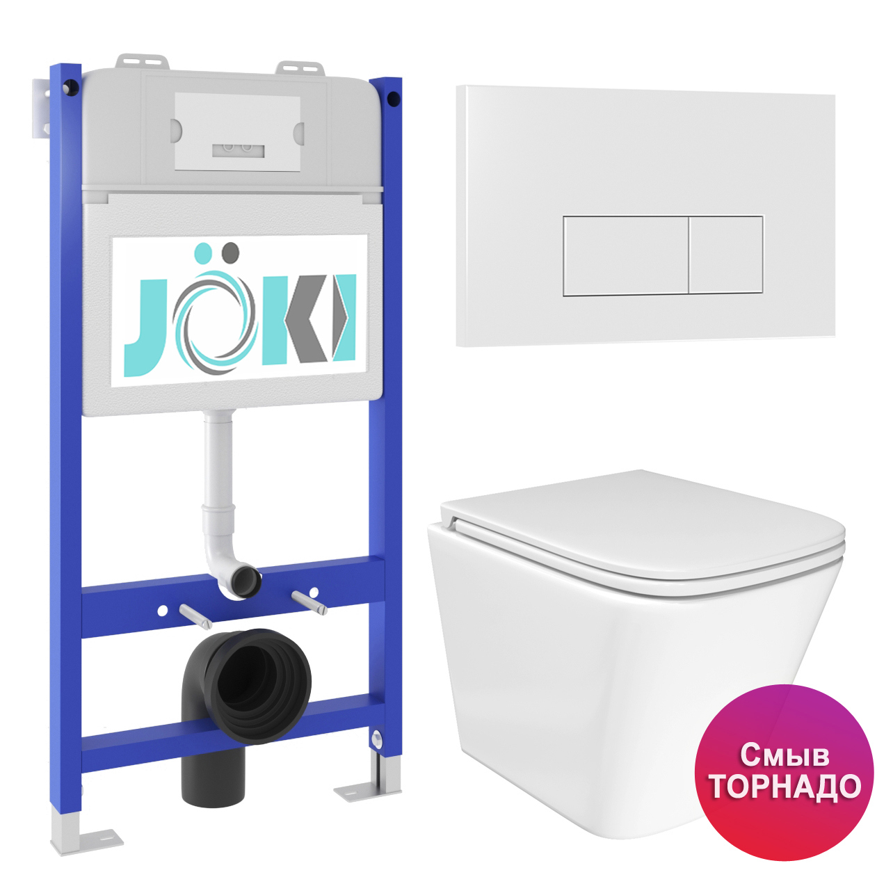 Изображение товара Комплект инсталляция с унитазом Joki JKS303033018WM белый для подвесного унитаза