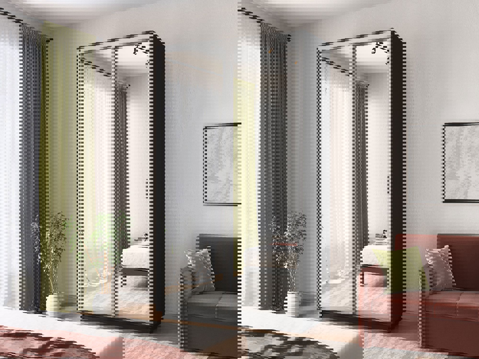 Изображение товара Шкаф-купе с зеркалом МК Е1-Юг Хит 220x120x60 см двухдверный для дома