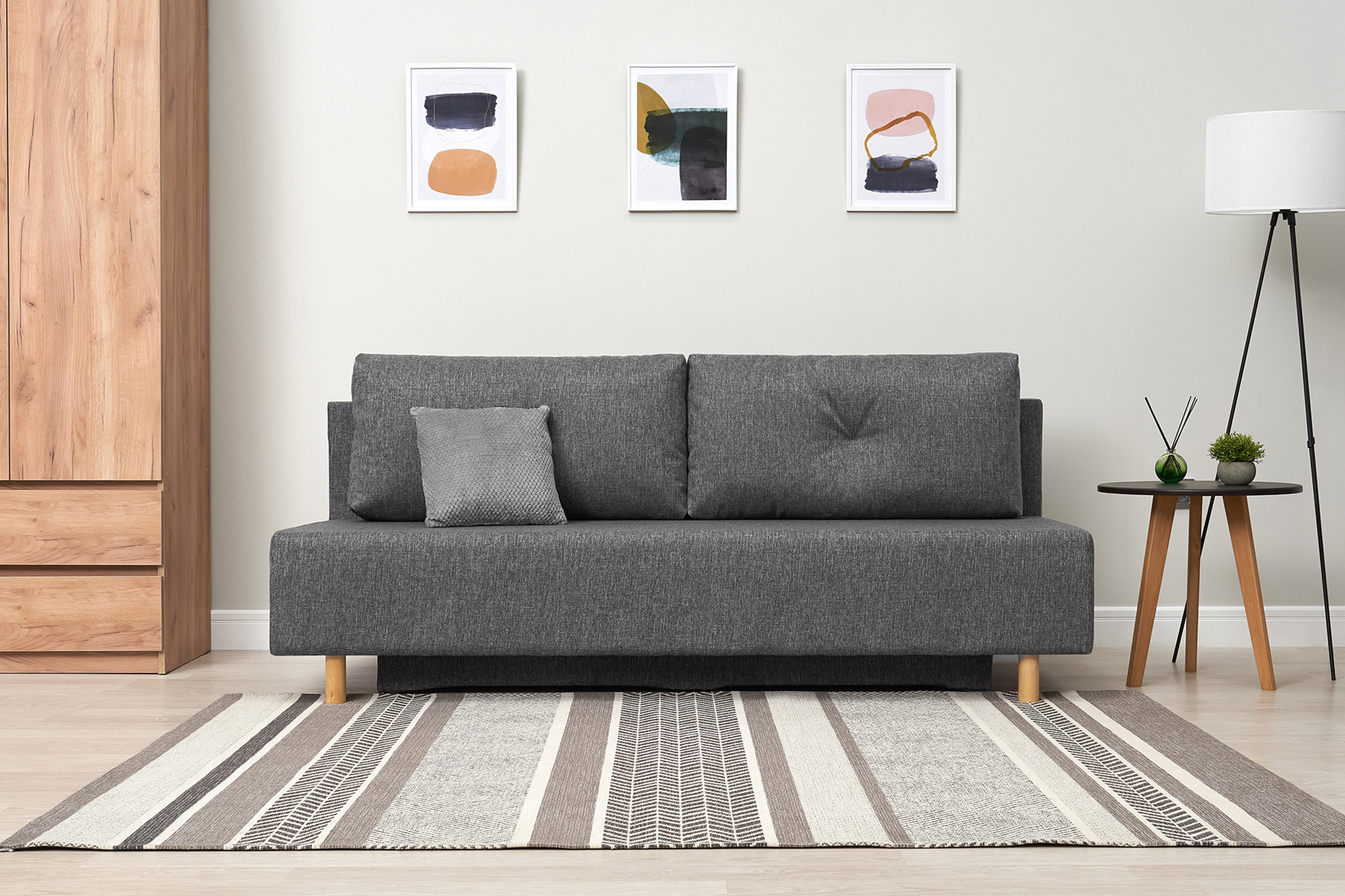 Изображение товара Диван прямой Нонтон Евро 195x78x80 см рогожка цвет темно-серый