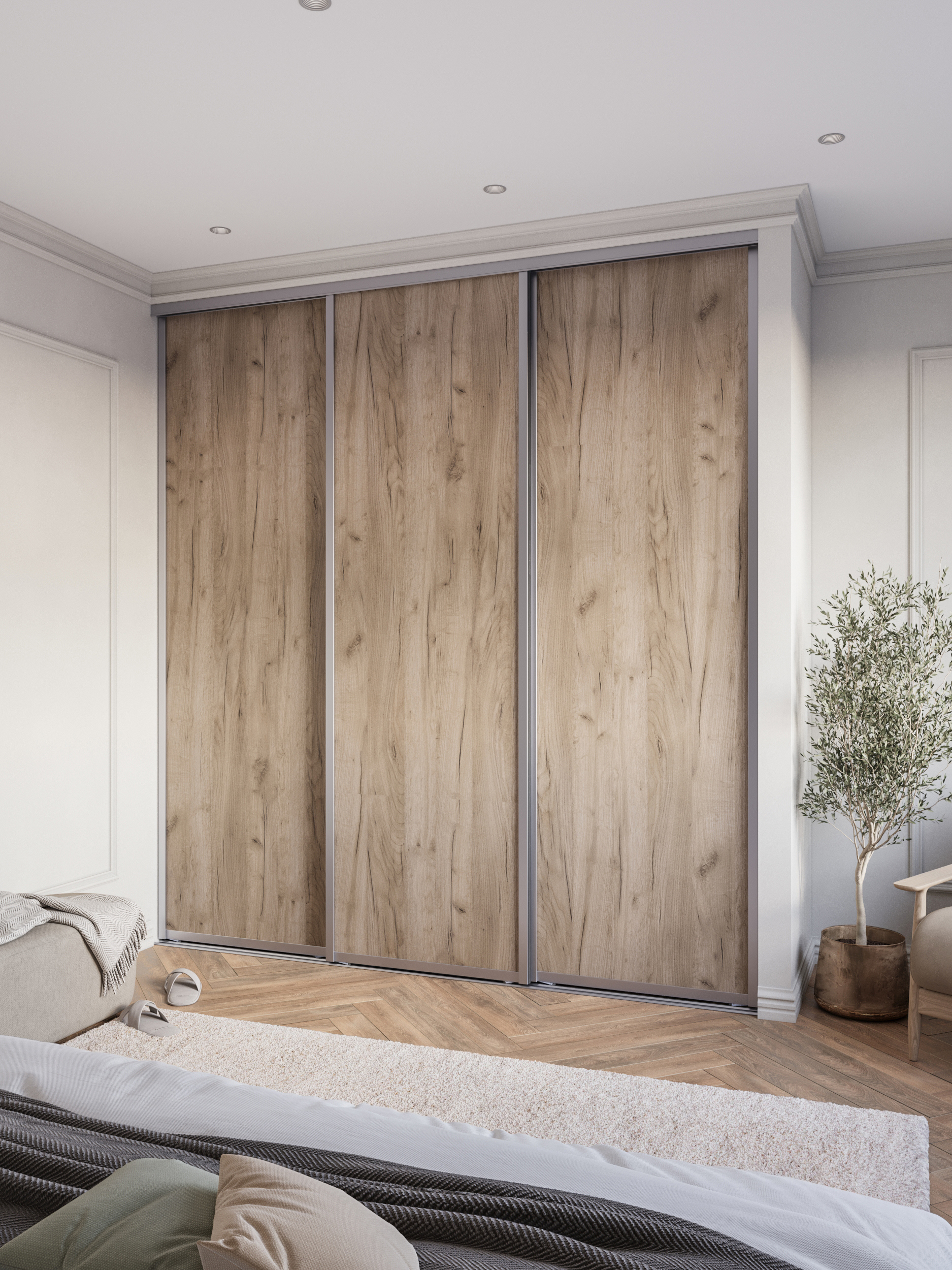 Изображение товара Дверь-купе DKP65/245.K002 65x245.5 см ЛДСП алюминий хром серый