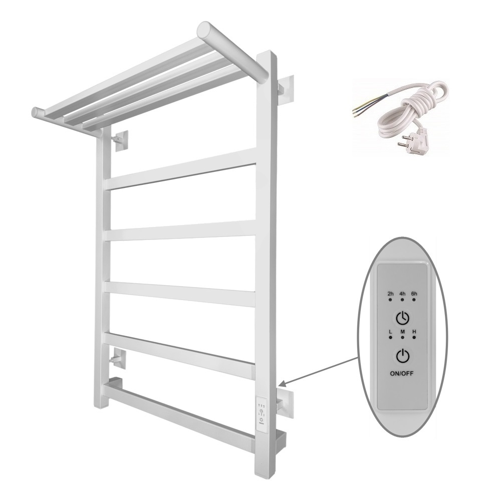 Изображение товара Полотенцесушитель электрический Altasan Парус Проф 500x800 мм 105 Вт с терморегулятором и полкой лесенка цвет белый матовый
