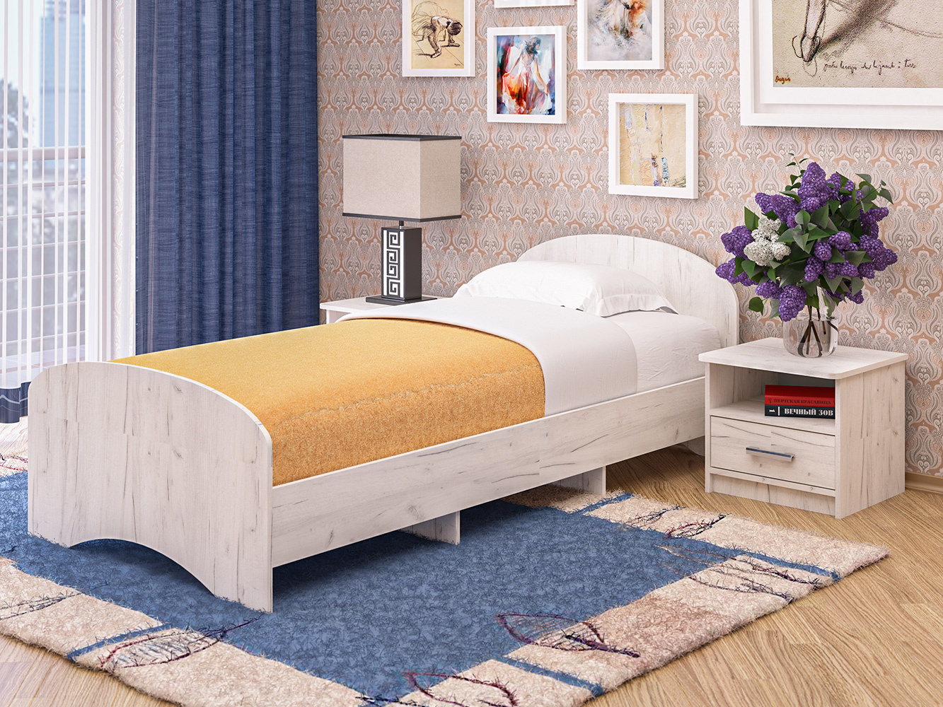 Изображение товара Односпальная кровать Пирамида К-90 из ЛДСП цвета дуб сонома 203x76x94 см