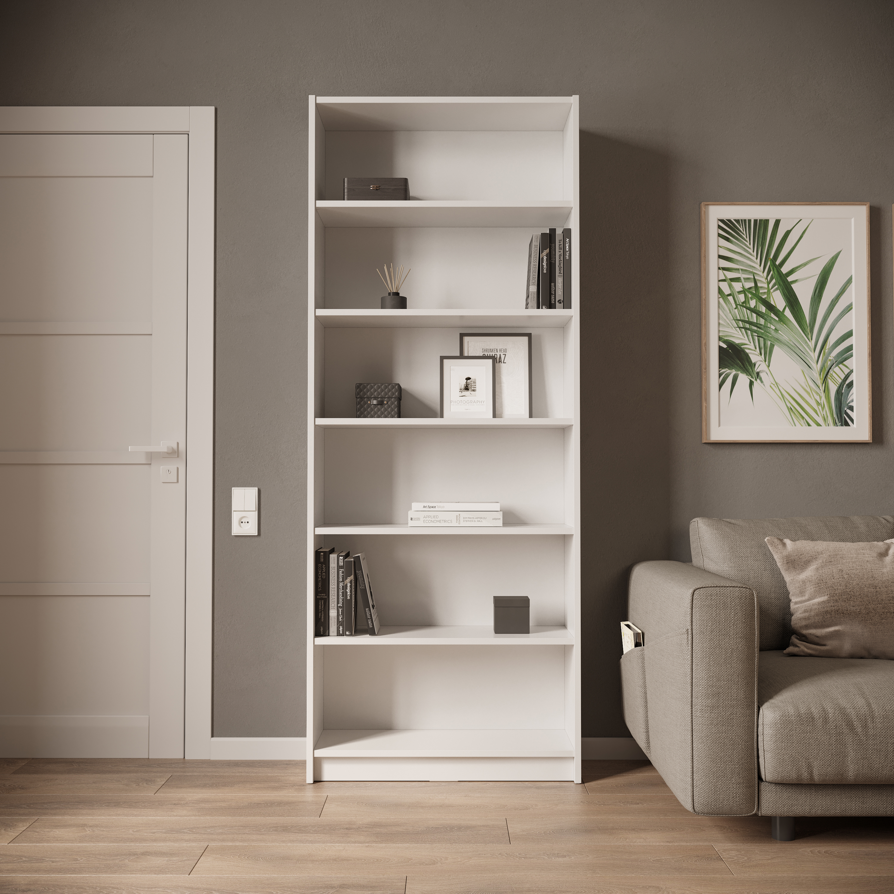 Изображение товара Стеллаж деревянный Liva 80x202x30 см нагрузка до 5 кг лдсп цвет белый