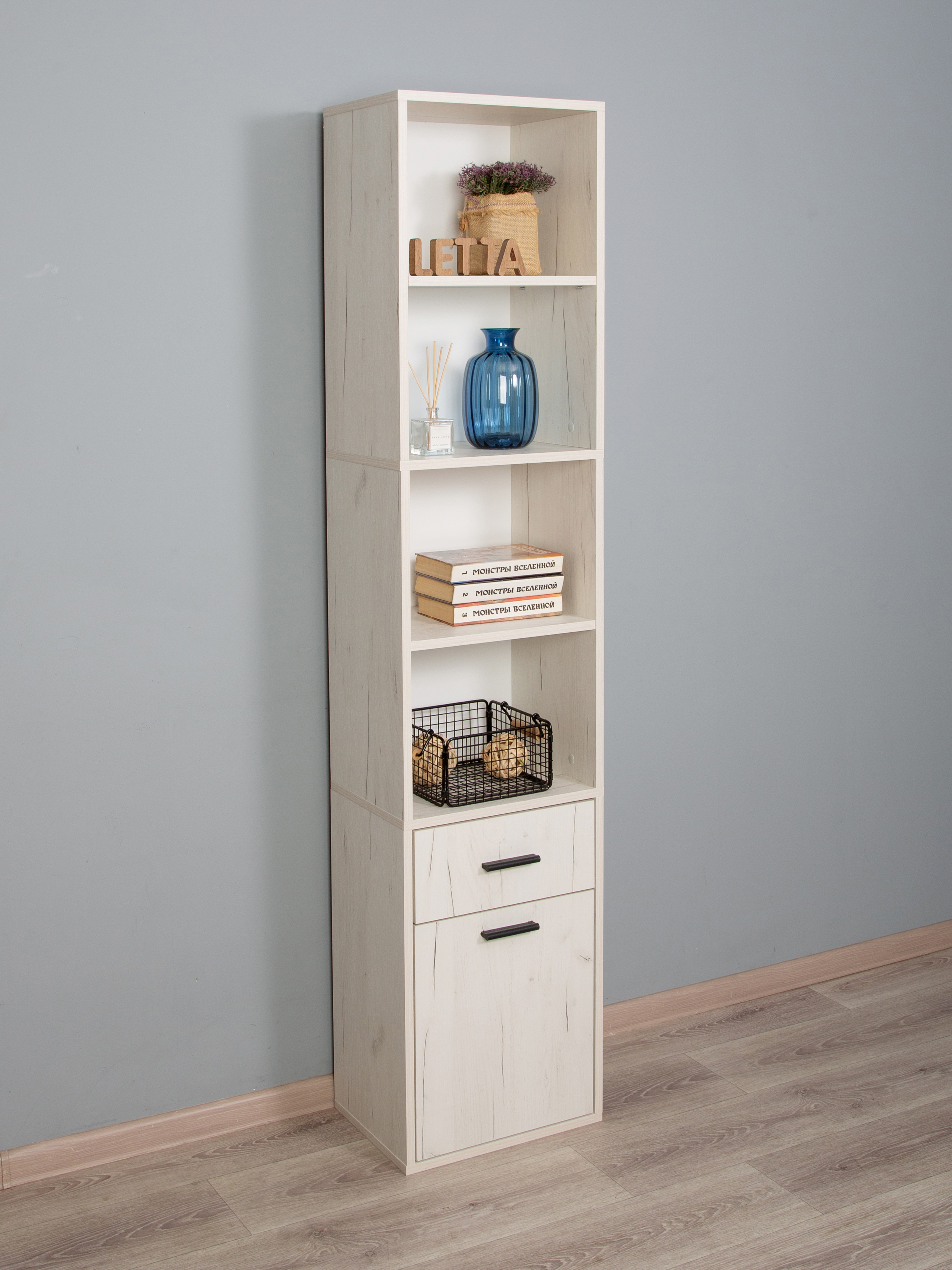 Изображение товара Стеллаж Letta 40x179.6x29.2 см белый, шкаф-пенал для хранения