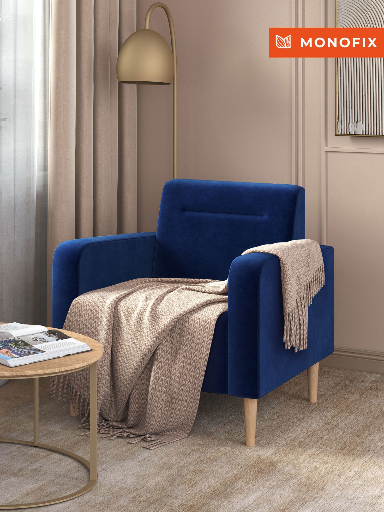 Изображение товара Стильное кресло Monofix Фоксет из велюра для дома и общественных помещений