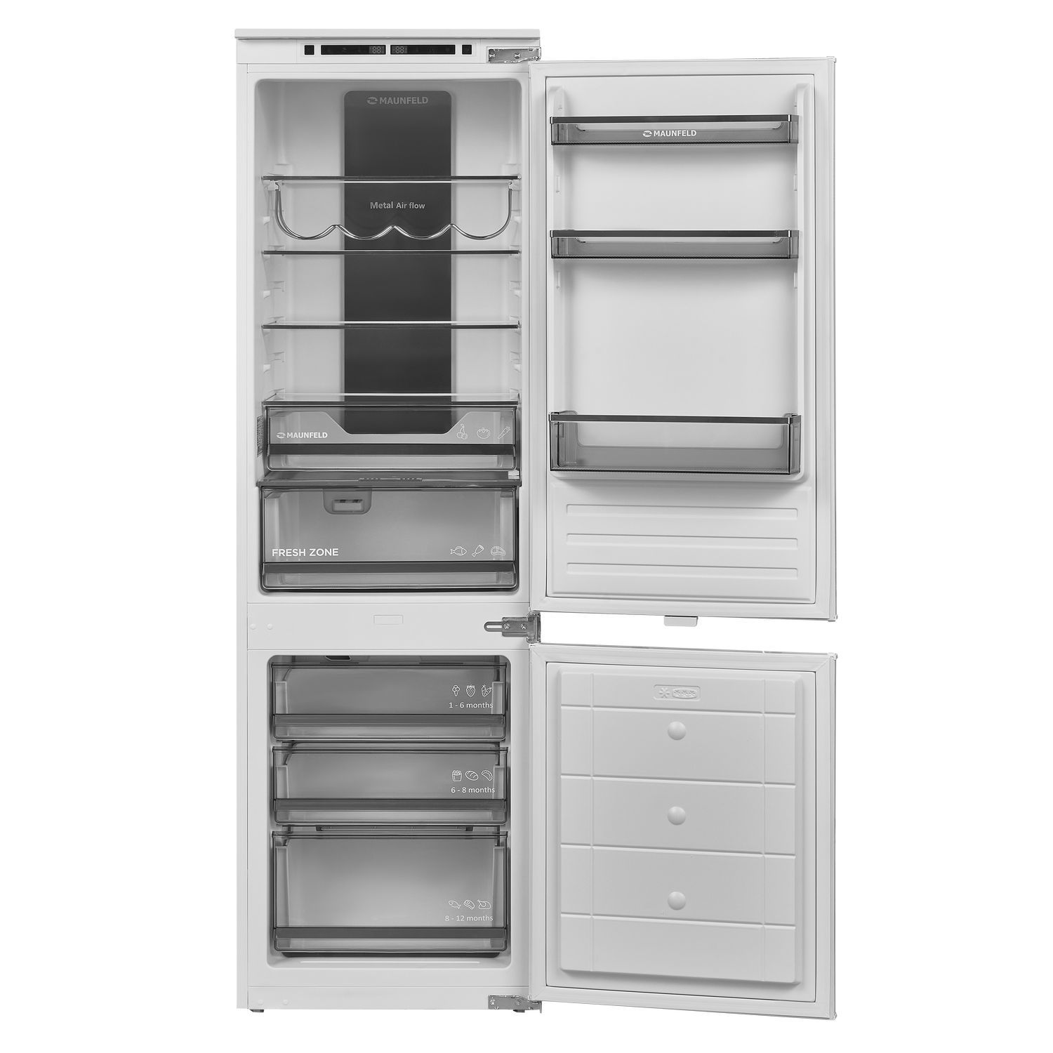 Изображение товара Встраиваемый двухкамерный холодильник Maunfeld MBF177NFWHGR 54x177.5 см белый