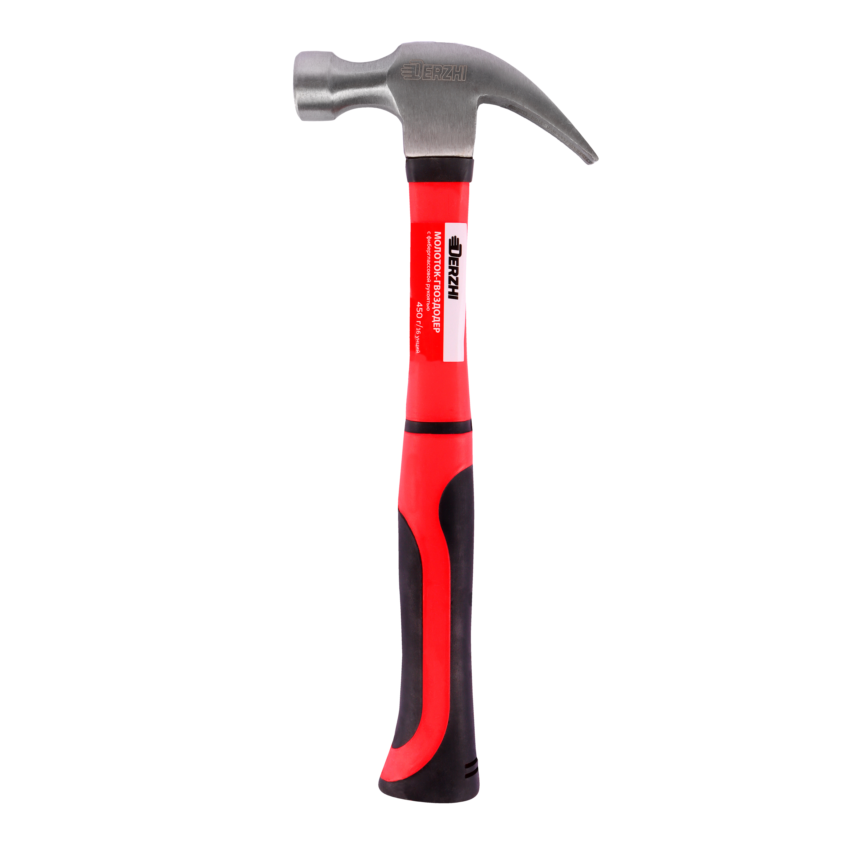 Изображение товара Молоток-гвоздодер Derzhi 8802-045 с фиберглассовой рукояткой 450 г