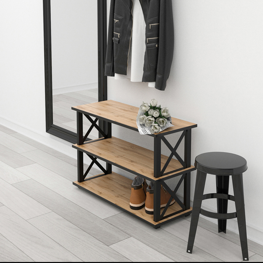 Изображение товара Этажерка для обуви MAKE MEBEL Обувница Лофт 75x49x30 см 3 полки Изображение товара Этажерка для обуви MAKE MEBEL Обувница Лофт 75x49x30 см 3 полки