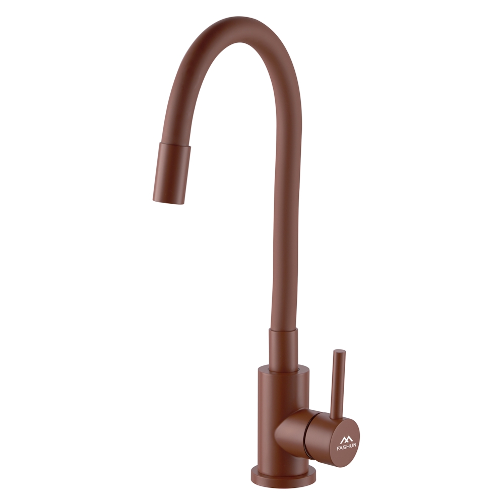 Изображение товара Смеситель для кухни Fashun A54101N-16A гибкий излив 22.2 см цвет коричневый