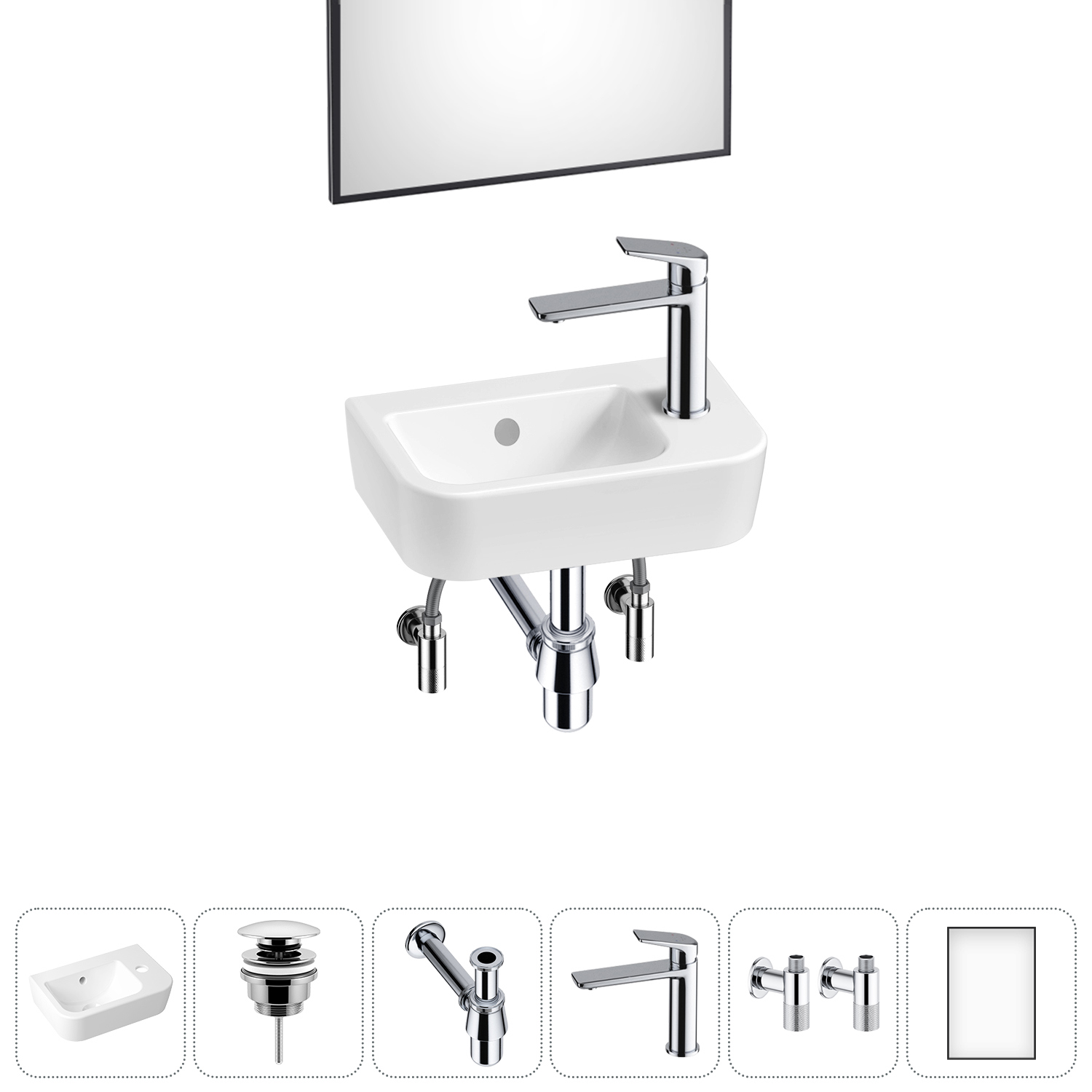 Изображение товара Раковина Lavinia boho one 20217346R с комплектом 6 в 1, белая, 37 см