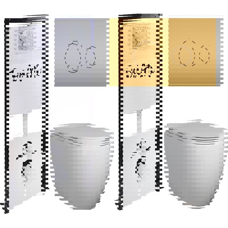 Изображение товара Комплект инсталляции с подвесным унитазом TONI ARTI Baglio и кнопкой смыва TA-0083