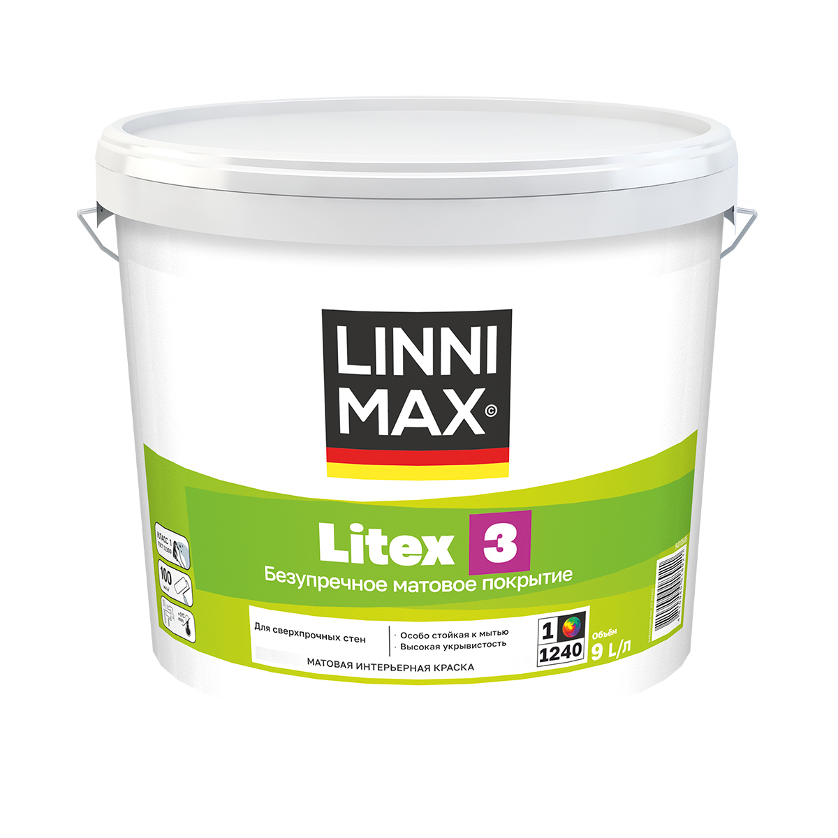 Изображение товара Краска интерьерная Linnimax Litex 3 база А белая 9 л