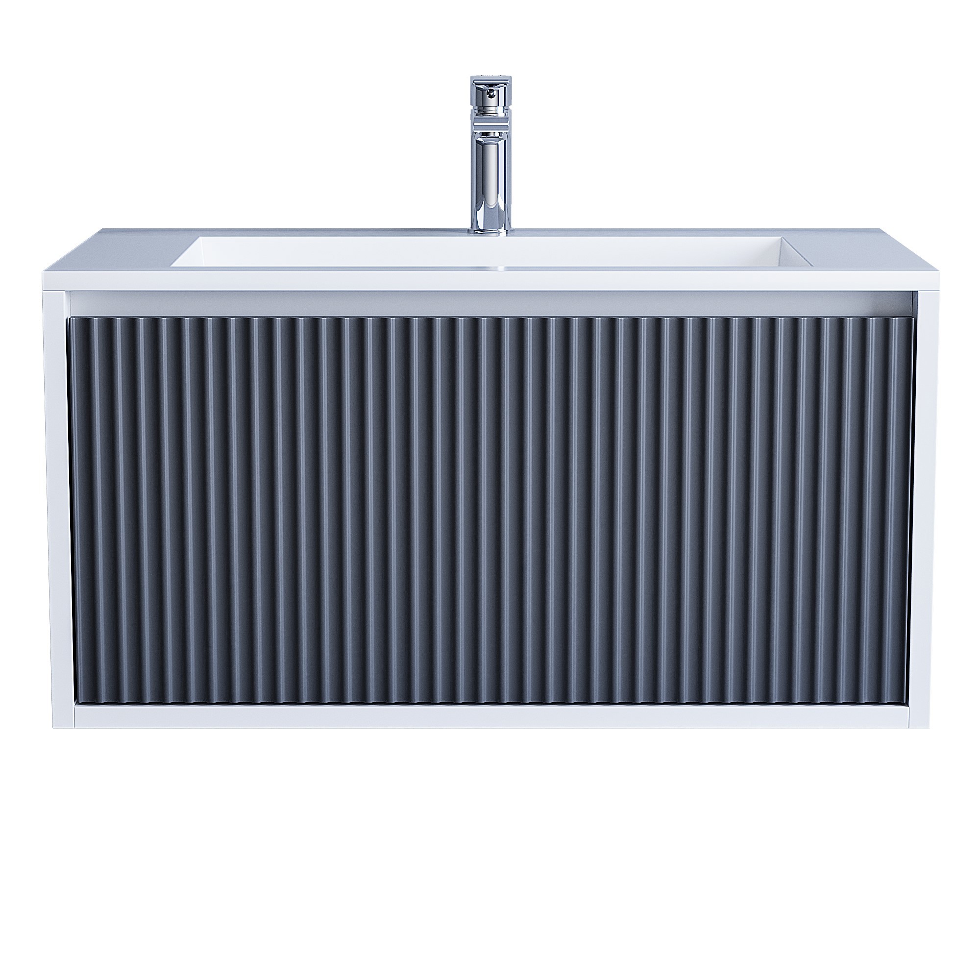 Изображение товара Тумба с раковиной для ванной подвесная Uperwood Next Premium 80x45x42 см белая/графит, 1 ящик