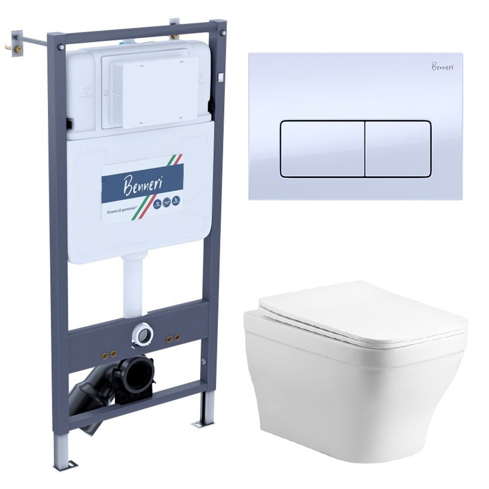 Изображение товара Комплект инсталляция с унитазом Benneri B4.53.015A.AQ1180 белый
