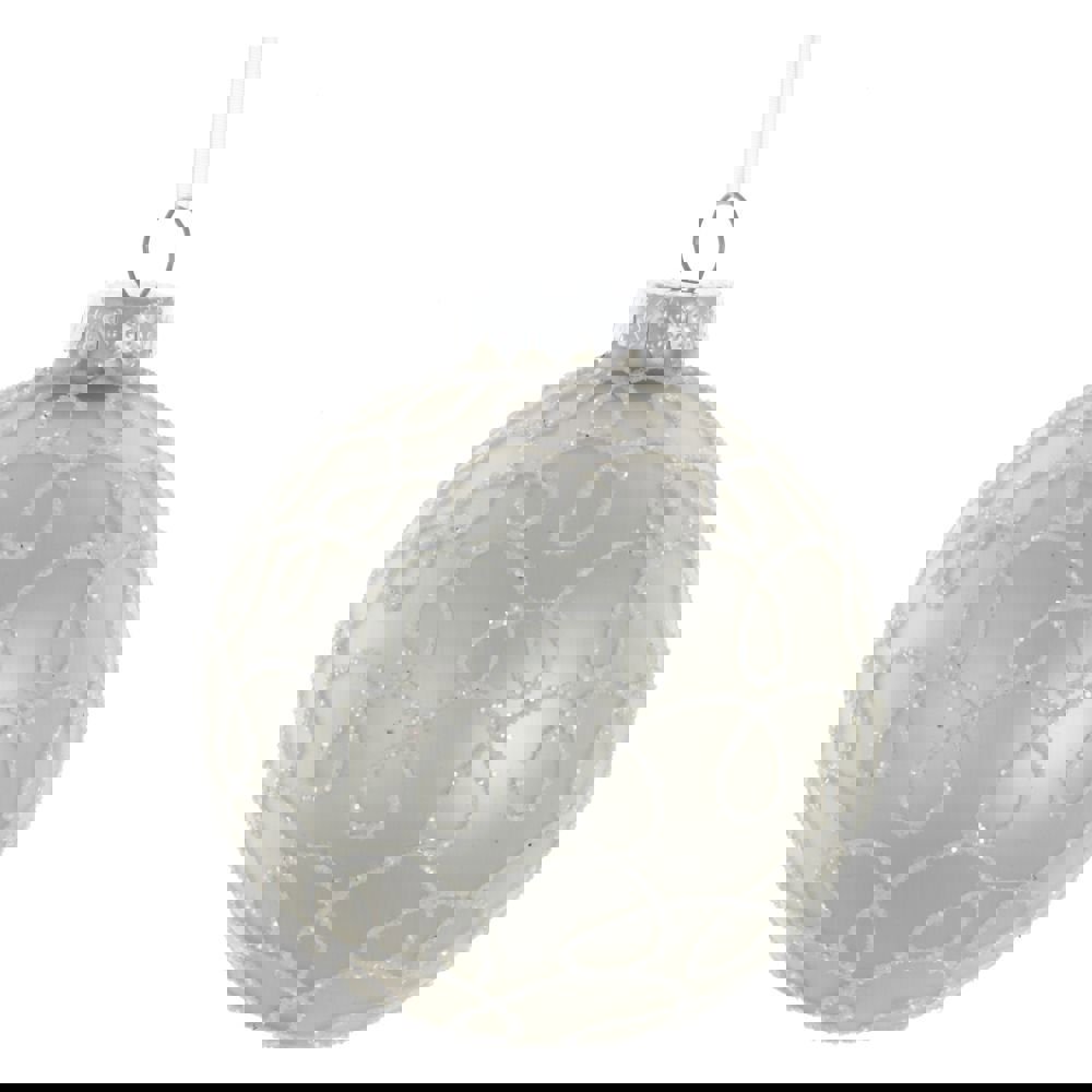 Изображение товара Елочный шар 719802 Завиток 8 см стекло серый серебристый