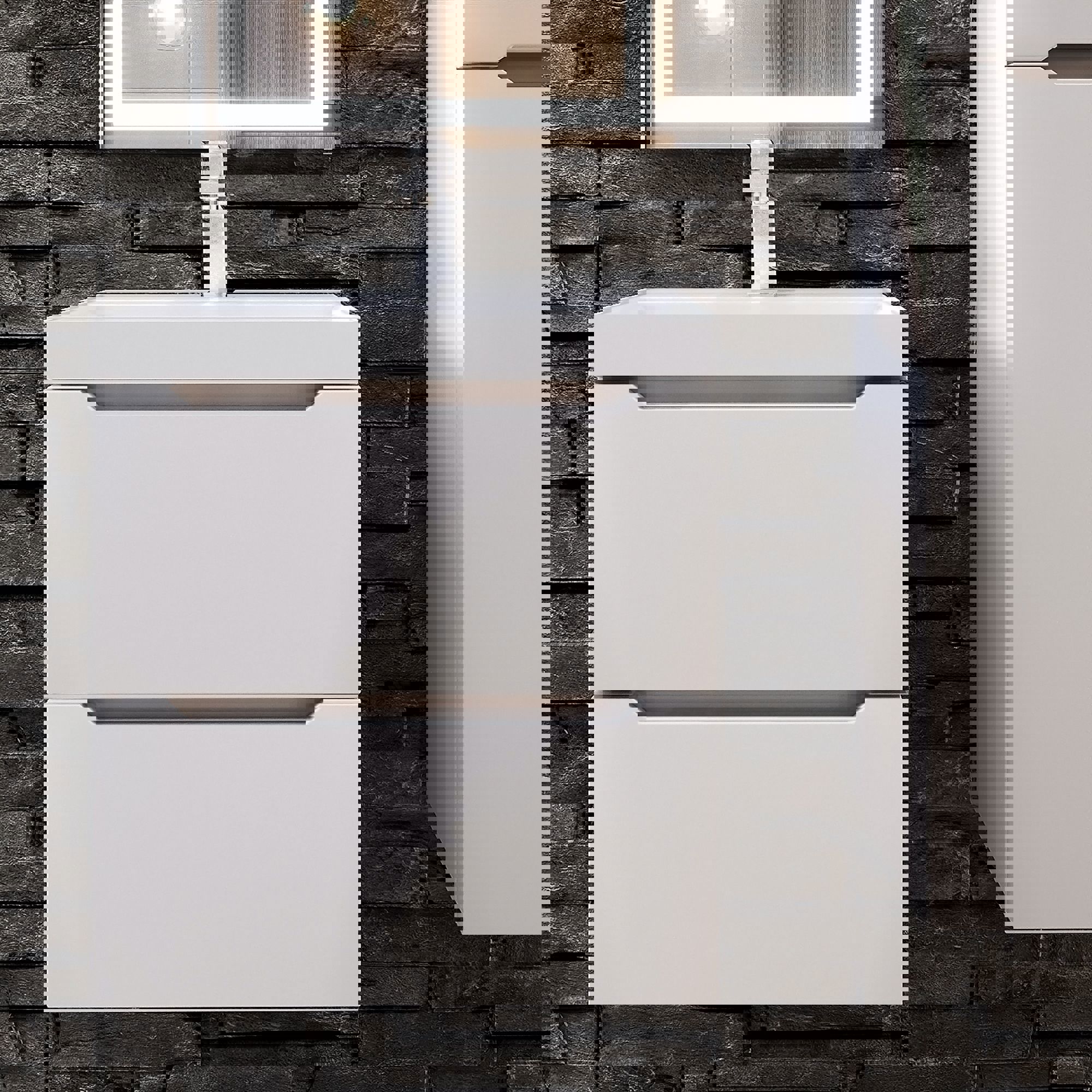 Изображение товара Тумба под раковину Uperwood Tanos 50 см белая подвесная с 2 ящиками