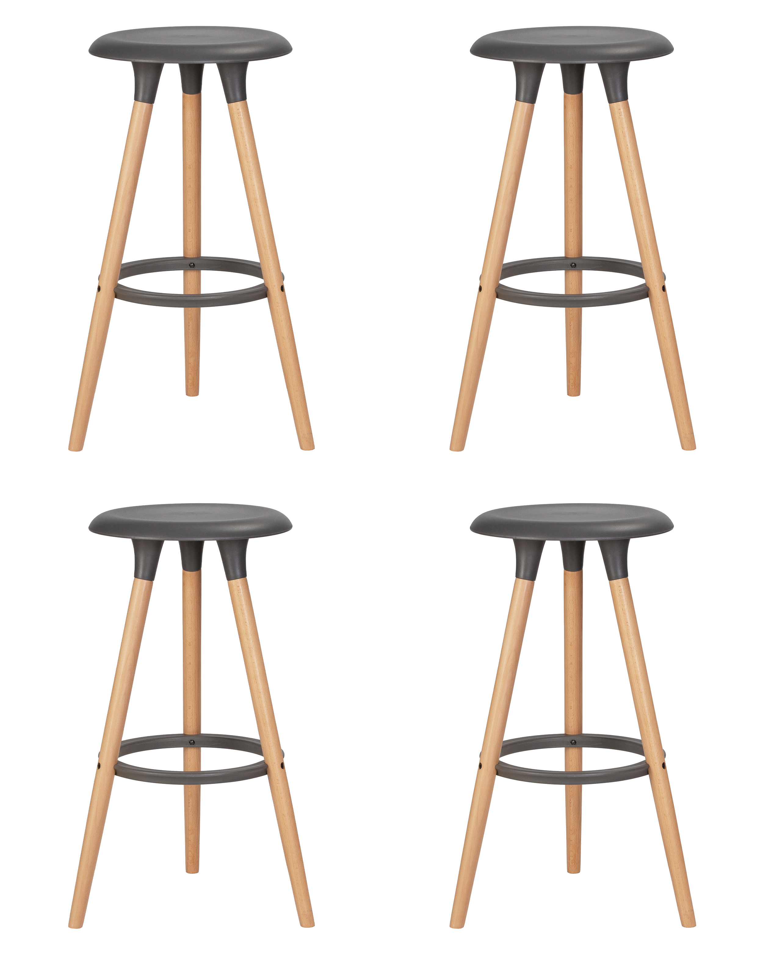 Изображение товара Комплект барных стульев 4 шт Dobrin Royce 47x77x47 см цвет темно-серый