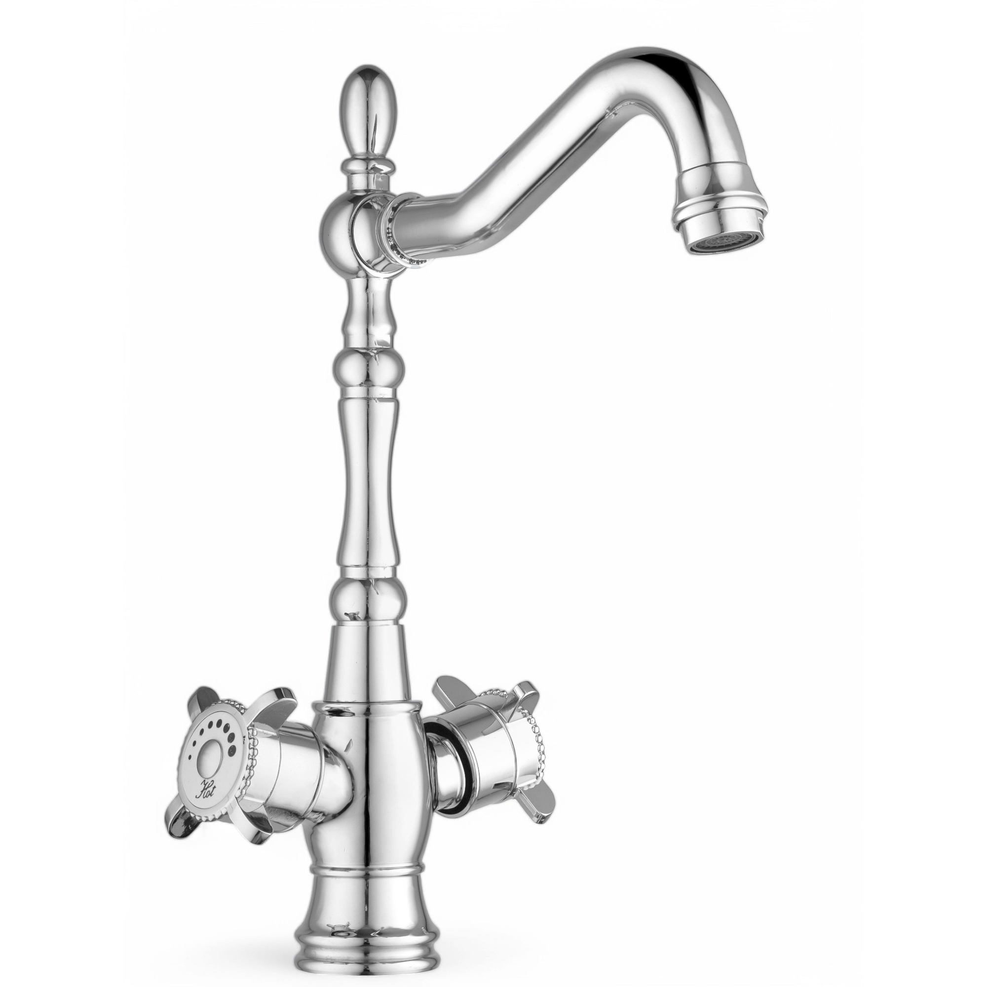 Изображение товара Ключевой кухонный смеситель Potato P43325 с поворотным изливом и цветными ручками