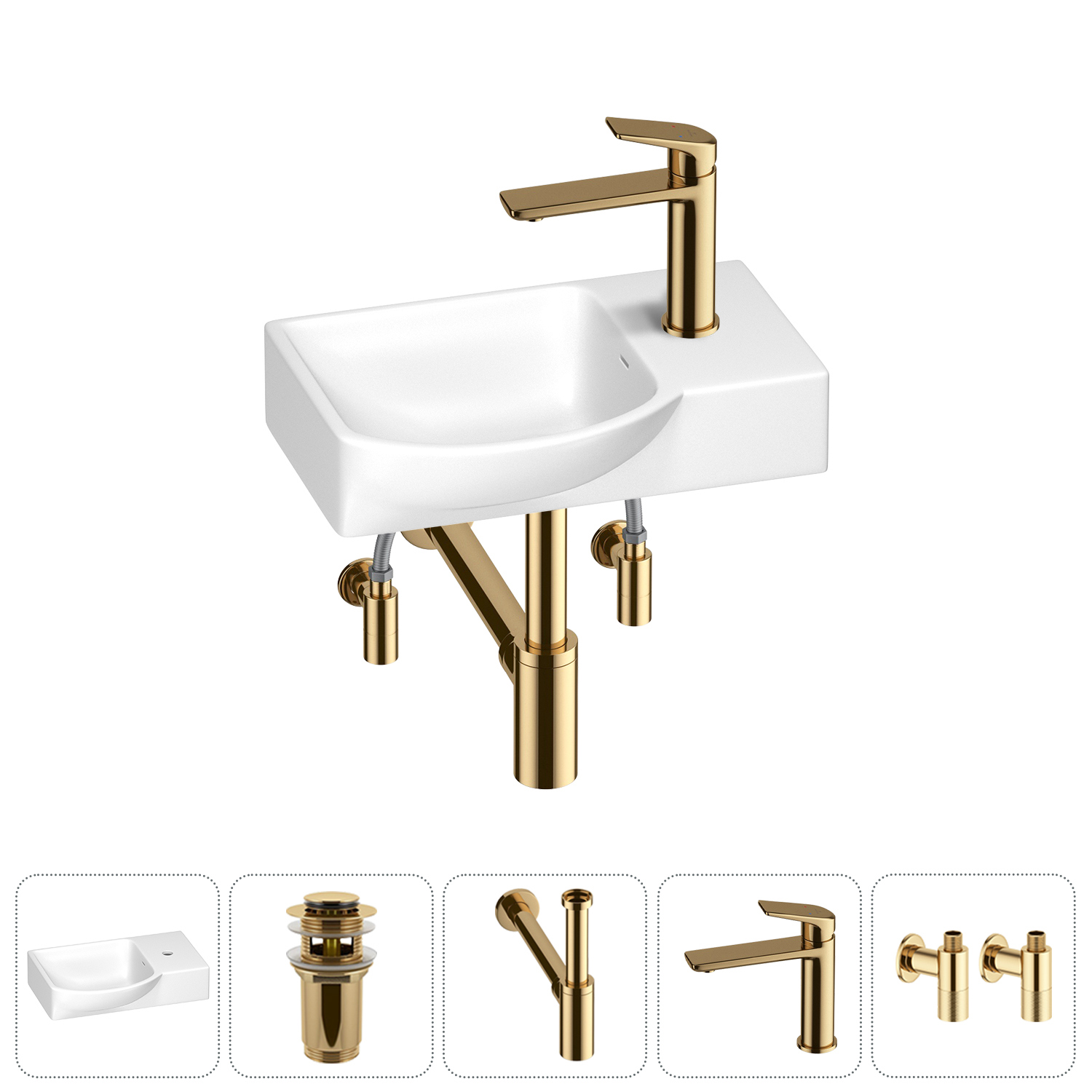 Изображение товара Раковина Wellsee wc area 202011859 45см цвет золото (комплектующие)