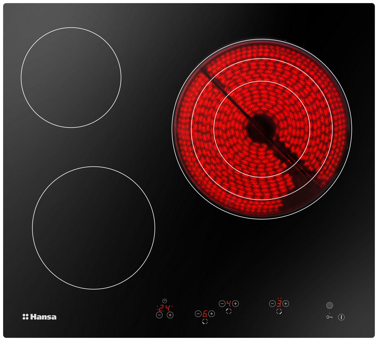 Изображение товара Электрическая варочная панель Hansa BHC66216, черная 57.6 см 3 конфорки цвет черный