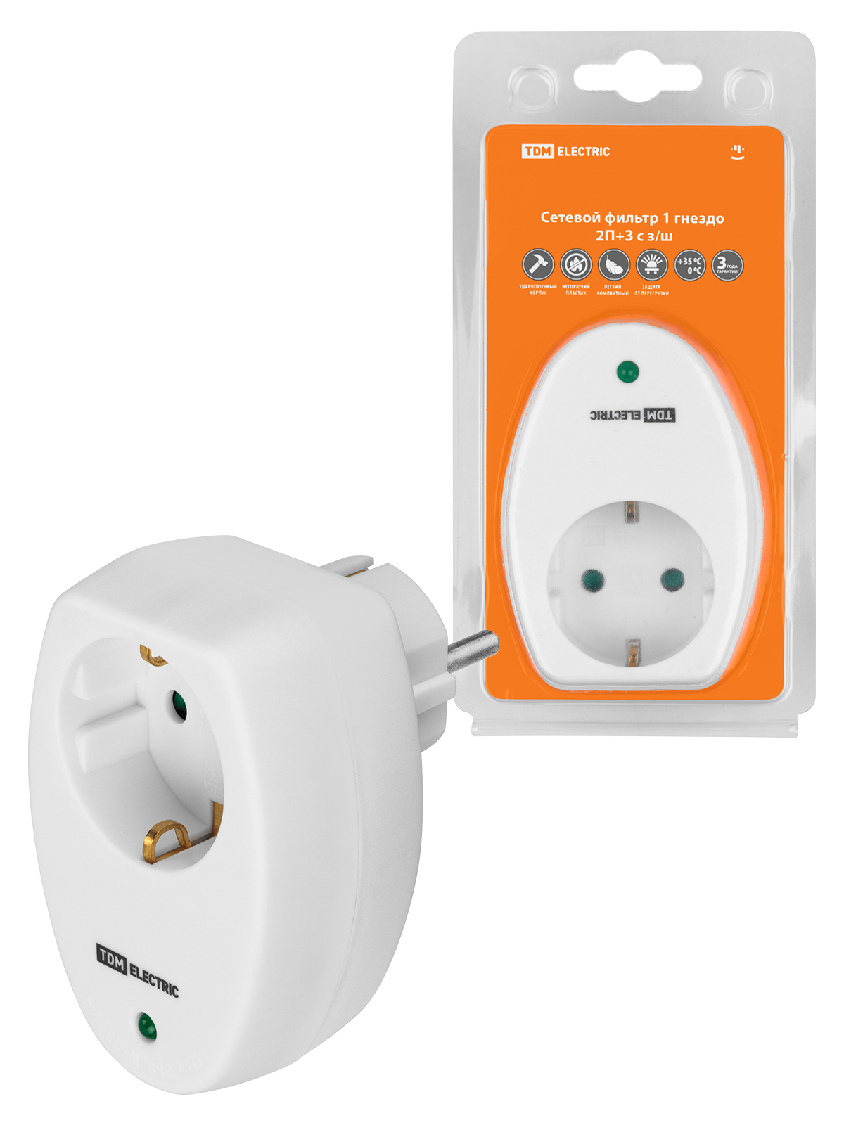 Изображение товара Сетевой адаптер Tdm electric SQ1806-0185 1 розетка со шторками цвет белый