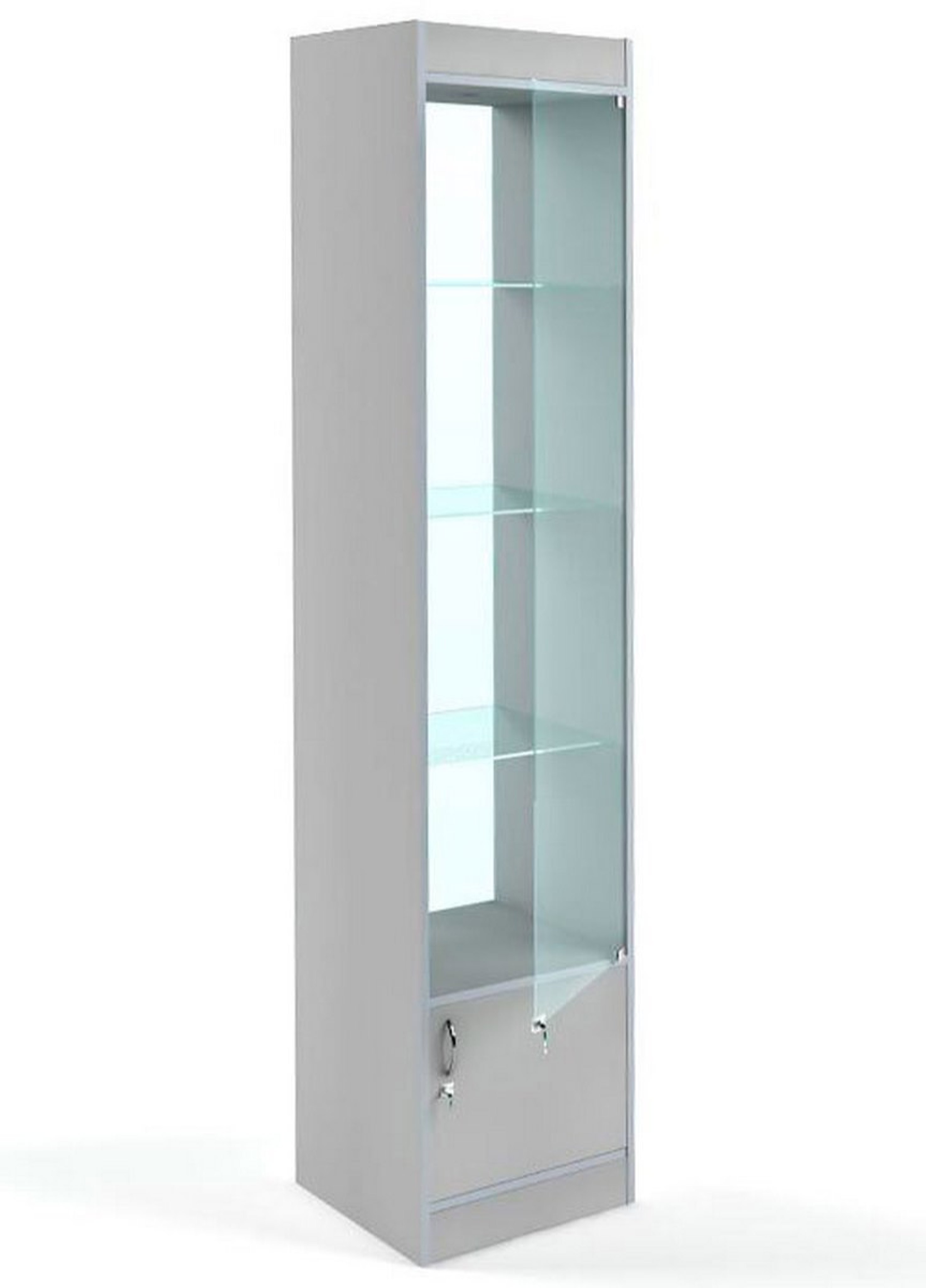 Изображение товара Шкаф-витрина 45x200 см с накопителем Универсал №164-45-С с дверьми дерево/стекло цвет серый