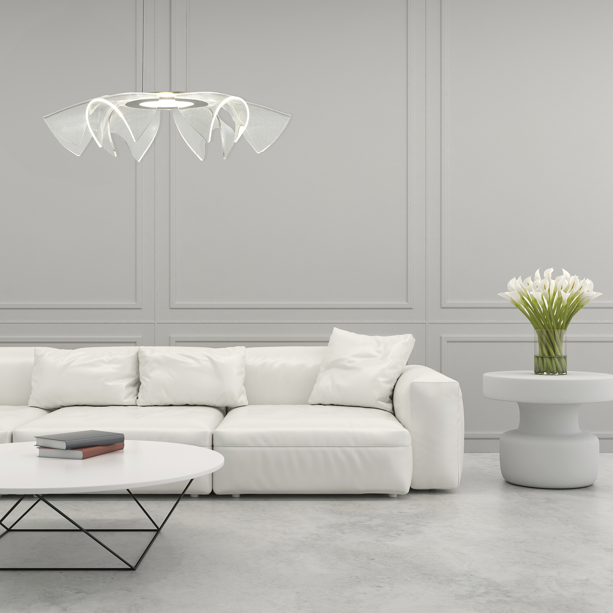 Изображение товара Люстра подвесная светодиодная St luce Fairy SL6235.103.20 7 м² белая с никелевым основанием