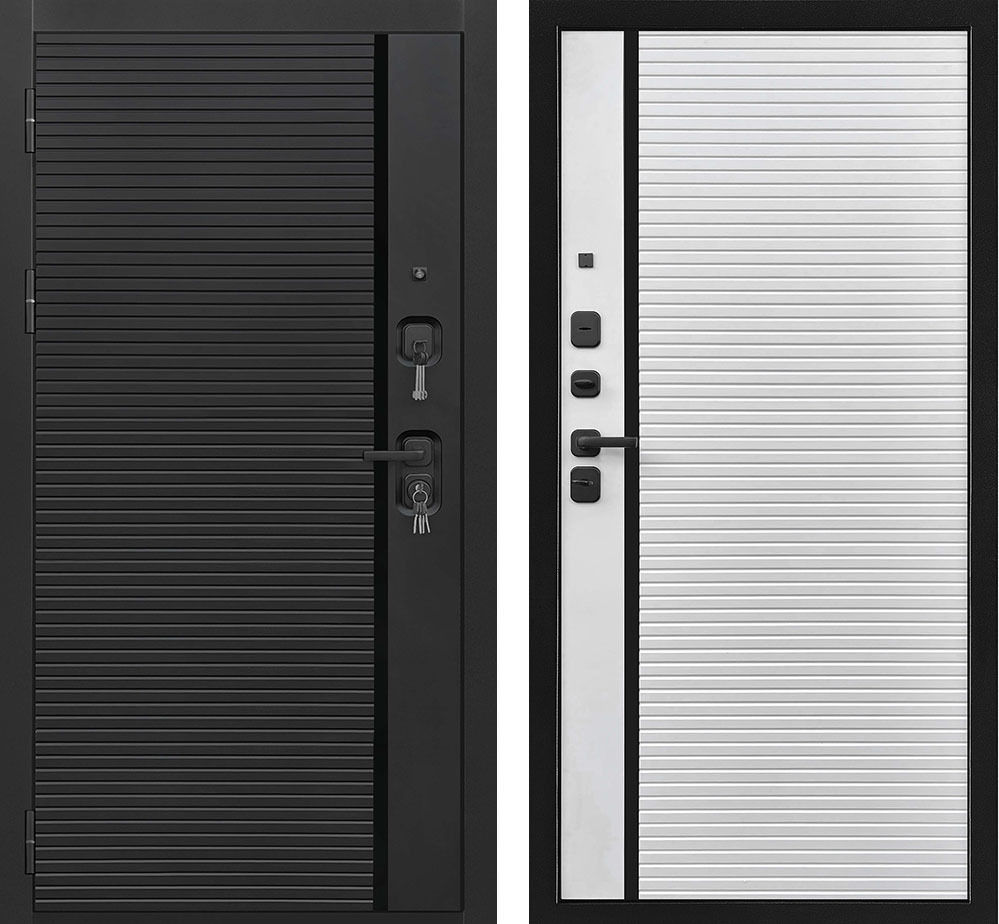 Изображение товара Входная дверь Президент Стайл 205x86.5 см, белоснежная и черная мягкая шагрень