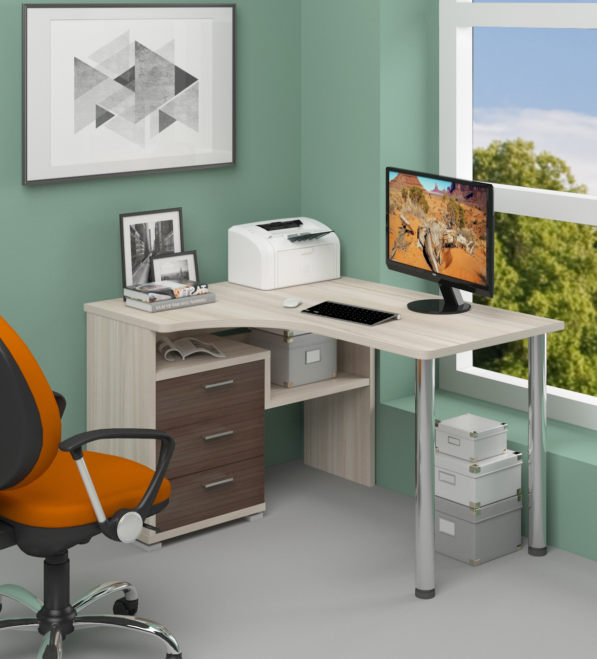 Изображение товара Стол Мэрдэс СР-132С-130 угловой из ЛДСП цвет карамель и ясень шимо темный