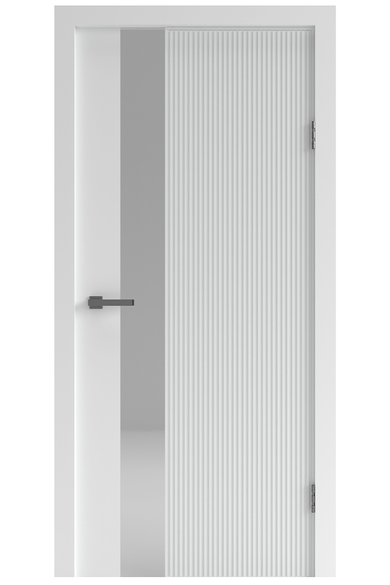 Изображение товара Дверь межкомнатная DK-doors Lux 08 зеркало 60x200см ПВХ цвет велютто бьянко без замка и петель
