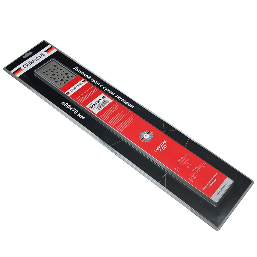 Изображение товара Душевой трап Gerhans K80307-60 из нержавеющей стали, мокрый затвор, 60 см