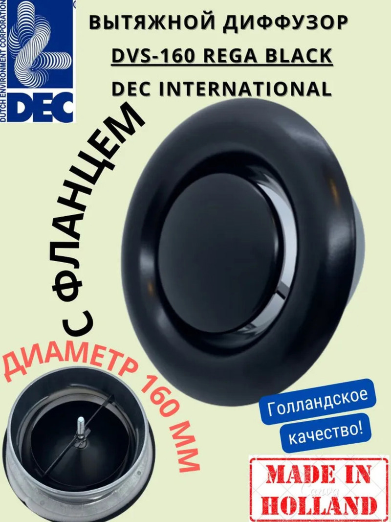 Изображение товара Диффузор/анемостат вытяжной DEC International DVS160 REGA D160 мм оцинкованная сталь