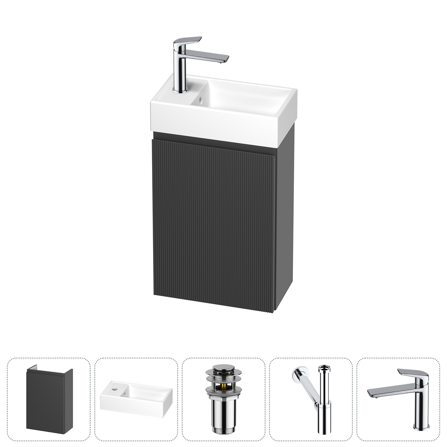 Изображение товара Подвесная тумба с раковиной Wellsee WC Area 20216873R 40 см серый