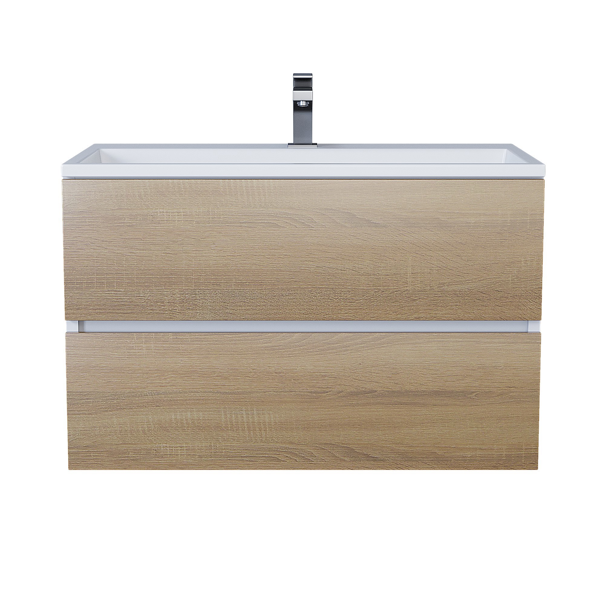 Изображение товара Подвесной комплект тумбы с раковиной Uperwood Barsa 80x45x57 дуб сонома белый