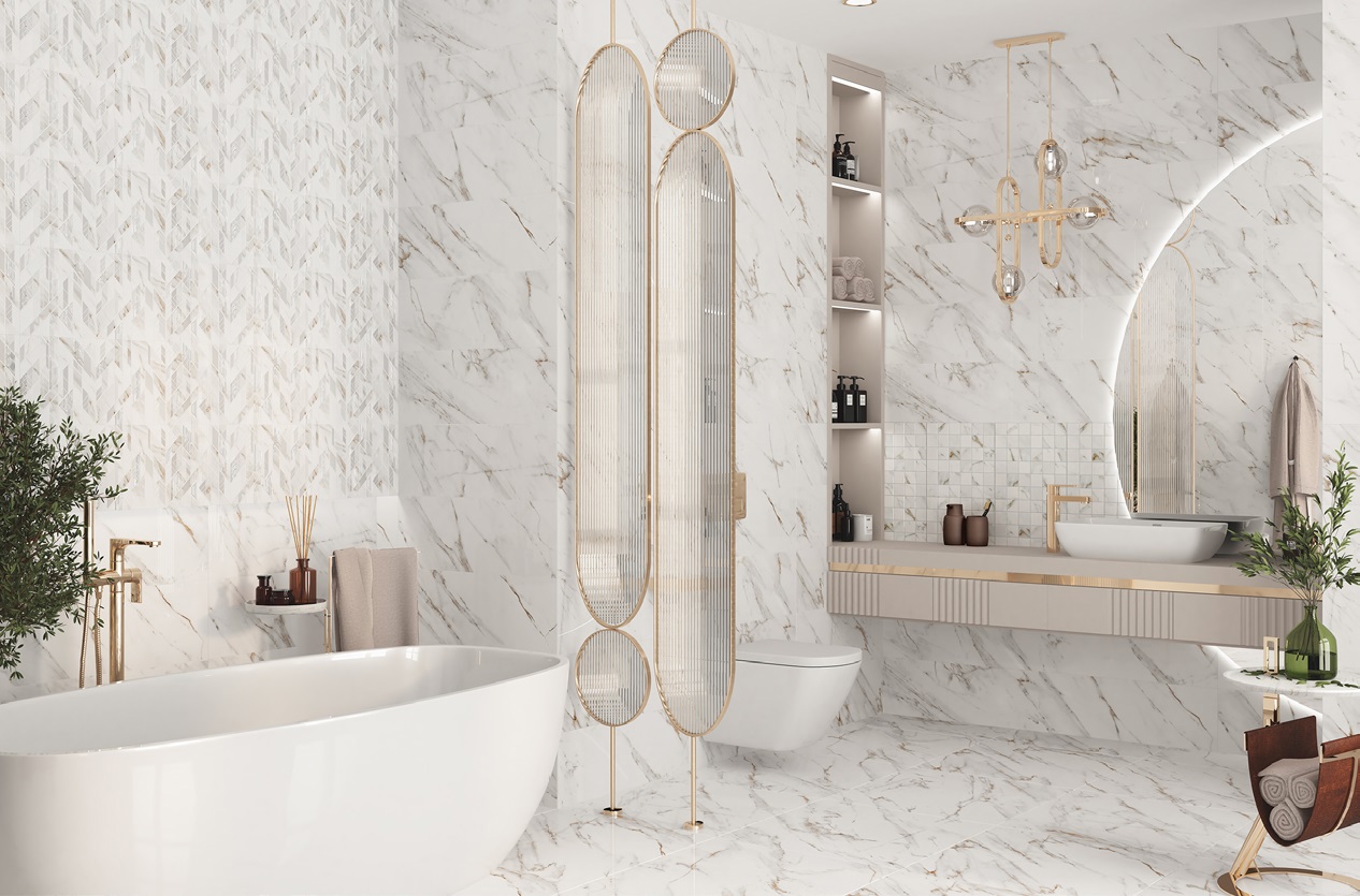 Изображение товара Плитка Eletto ceramica Calacatta Grey 24.2x70 см глянцевая для стен