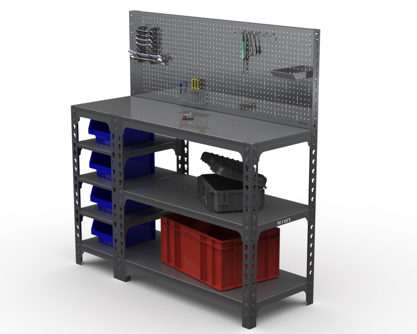 Изображение товара Стол-верстак Metalex 111654 950x1200x400 мм с аксессуарами и перфопанелью