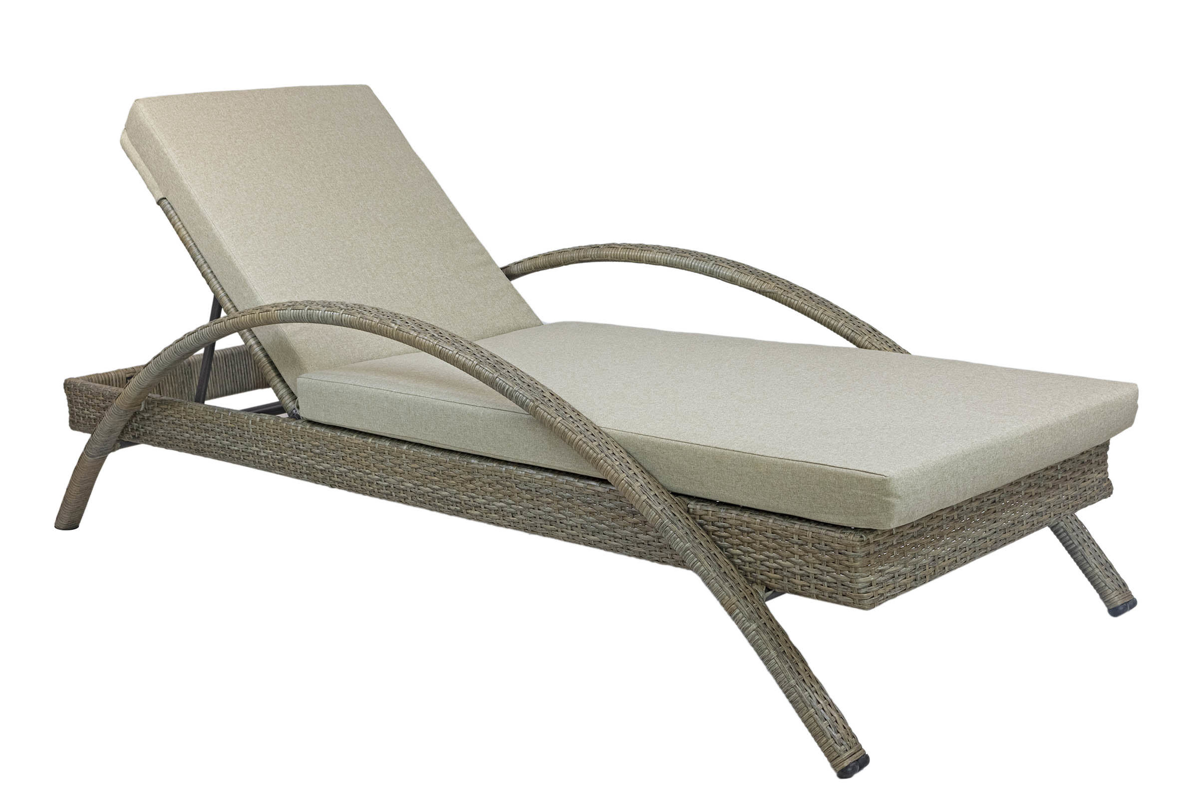 Изображение товара Шезлонг с подушкой Azzura Bari 190 x 75 x 52 см алюминий/искусственный ротанг коричневый