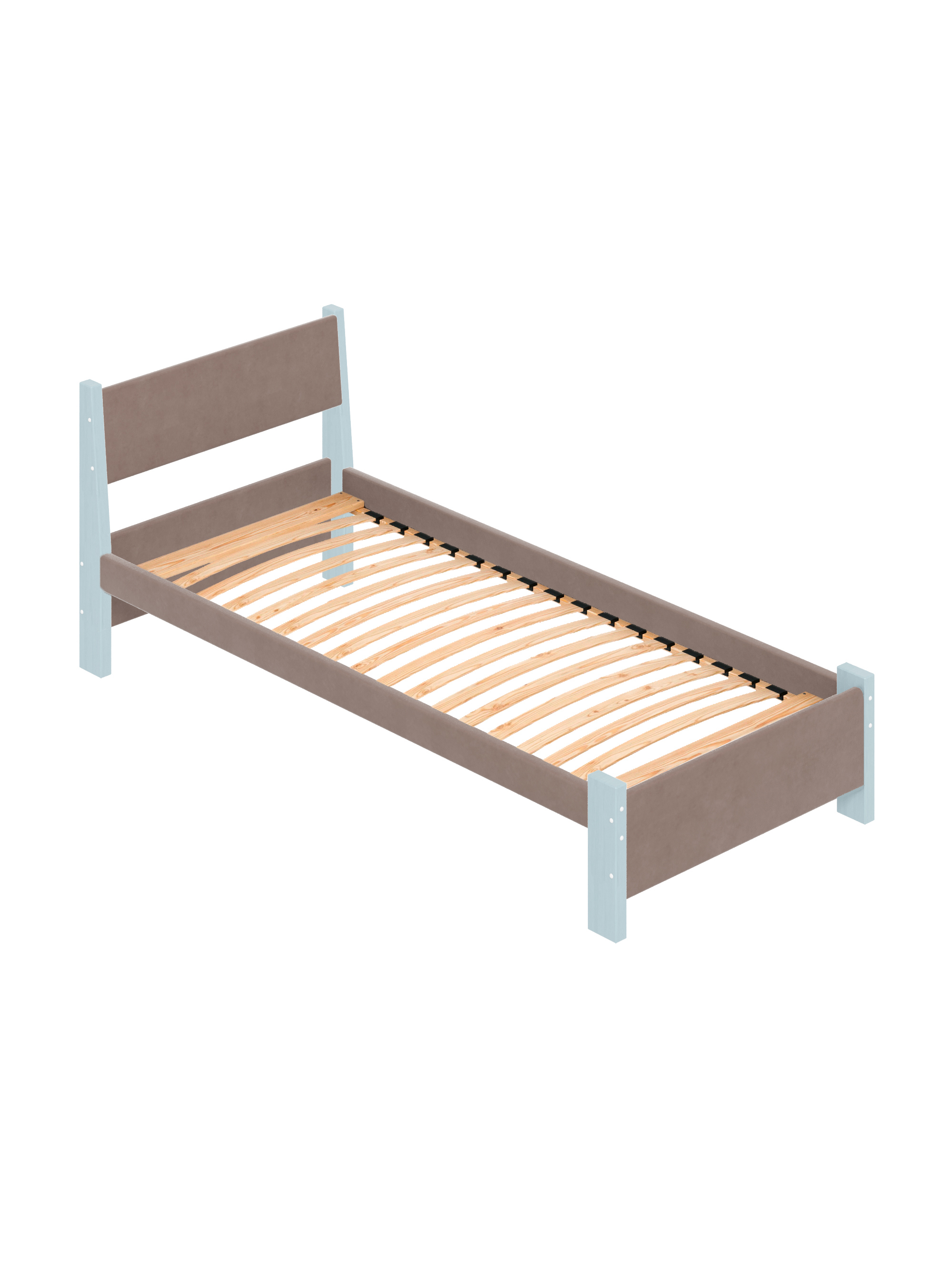 Изображение товара Кровать Solarius Мишка орто основание 100 x 80 x 200 см дерево цвет мокко мусс;голубой
