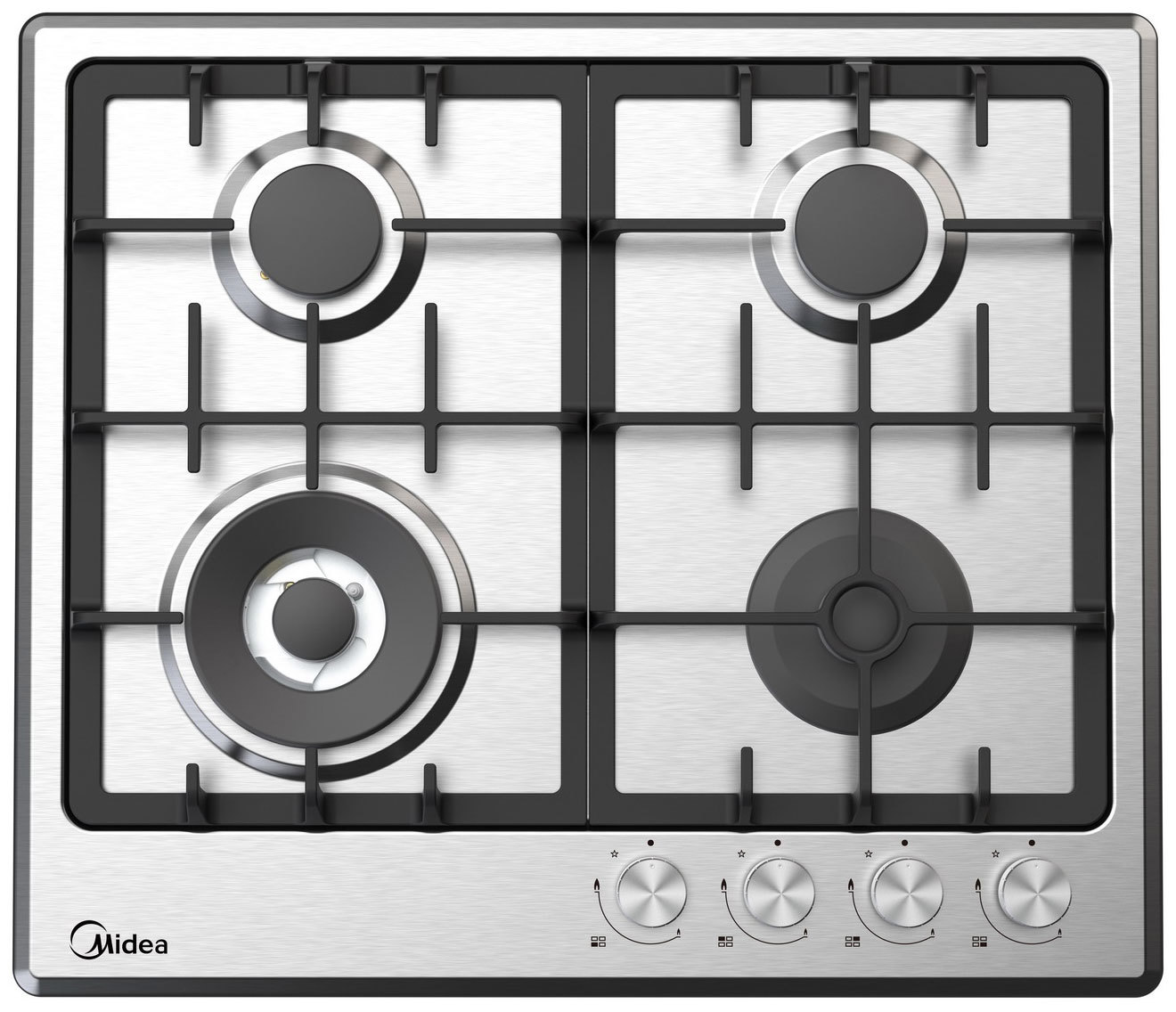 Изображение товара Газовая варочная панель Midea MG643TX 59 см 4 конфорки цвет нержевеющая сталь